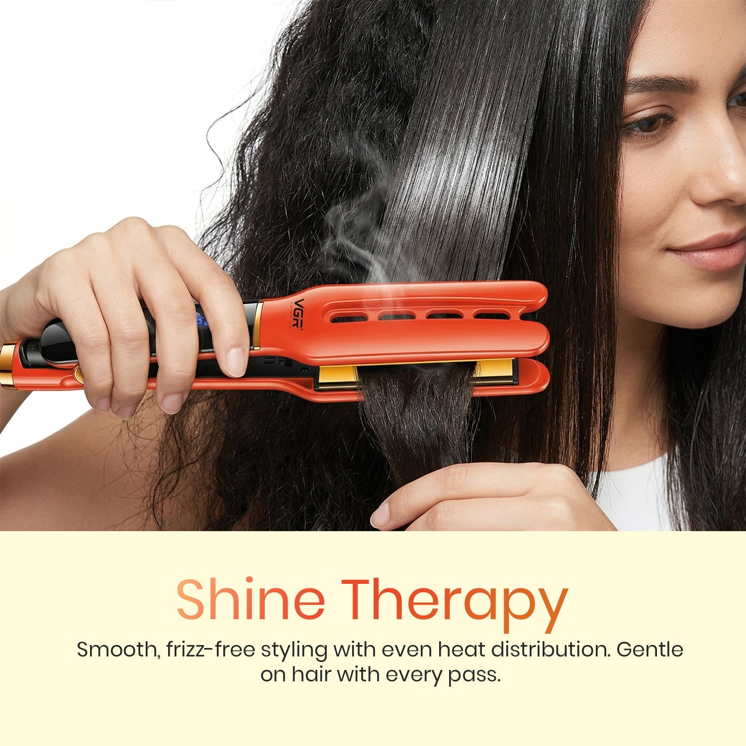 VGR V-532 Professional Hair Straightener for Salon & Women, Ceramic Coated Plates, 450°F Max Heat, LED Display, Fast 60 Second Heating, Auto Shut-Off, Orange