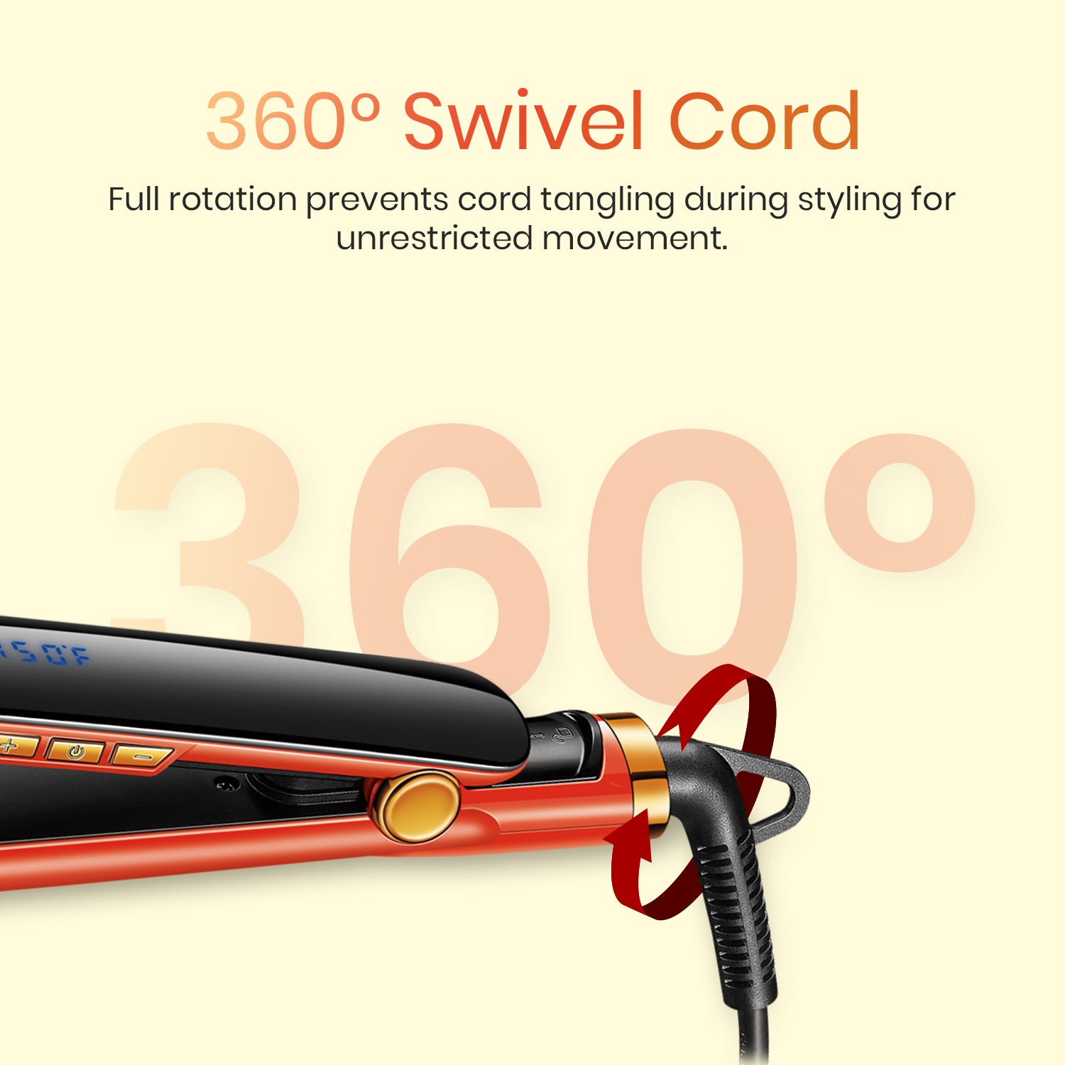 VGR V-532 Professional Hair Straightener for Salon & Women, Ceramic Coated Plates, 450°F Max Heat, LED Display, Fast 60 Second Heating, Auto Shut-Off, Orange