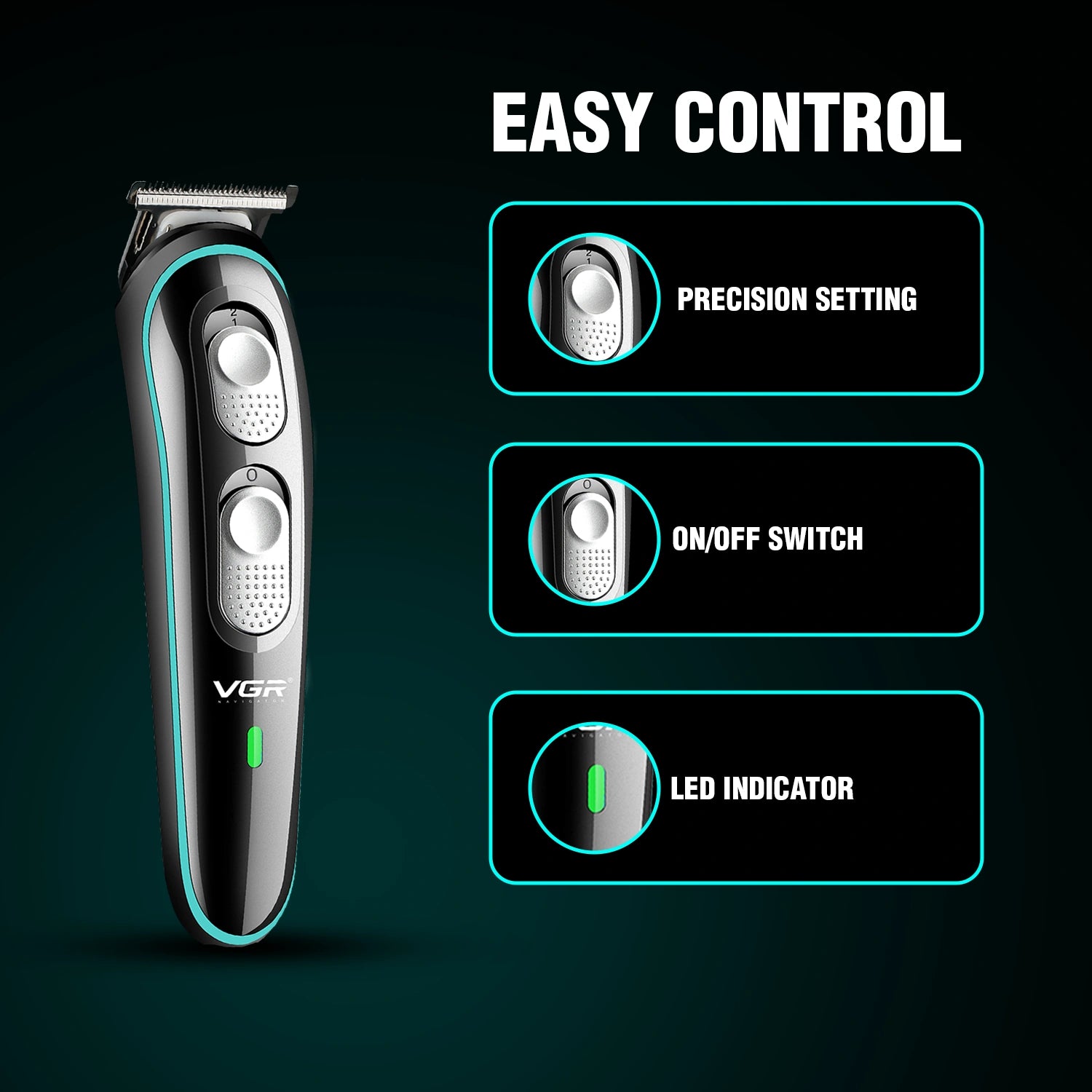 VGR V-055 Hair Trimmer For Men, Black