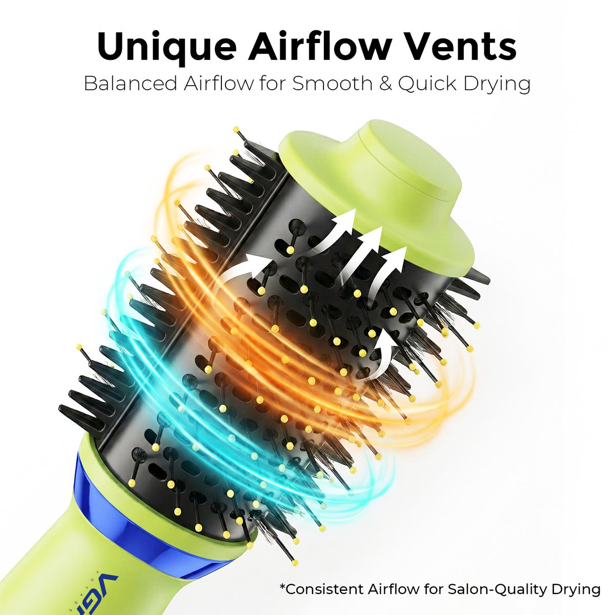 VGR V-415 Professional Hot Air Brush For Women, 3 Heat Settings, 360° Swivel Cord, Green