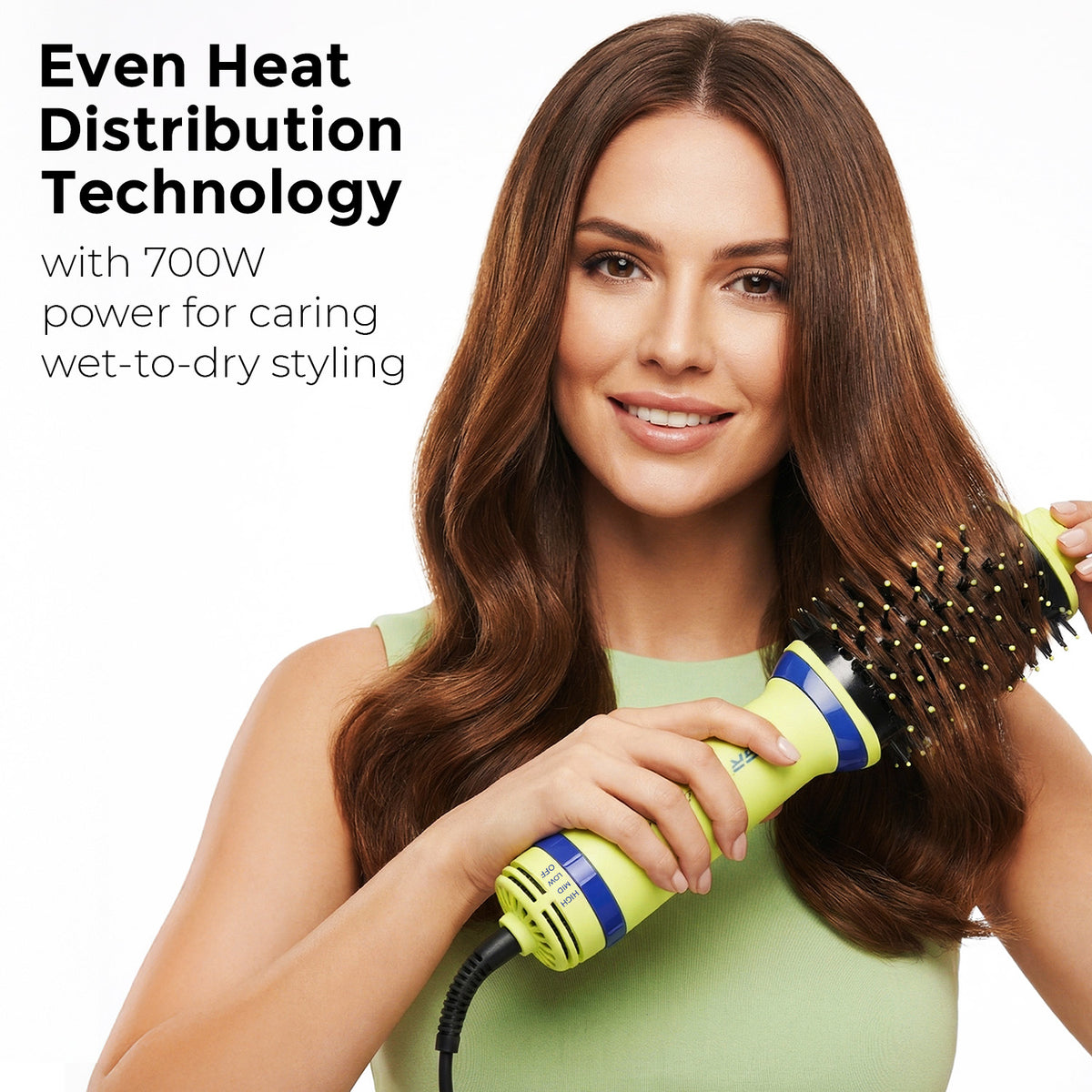 VGR V-415 Professional Hot Air Brush For Women, 3 Heat Settings, 360° Swivel Cord, Green