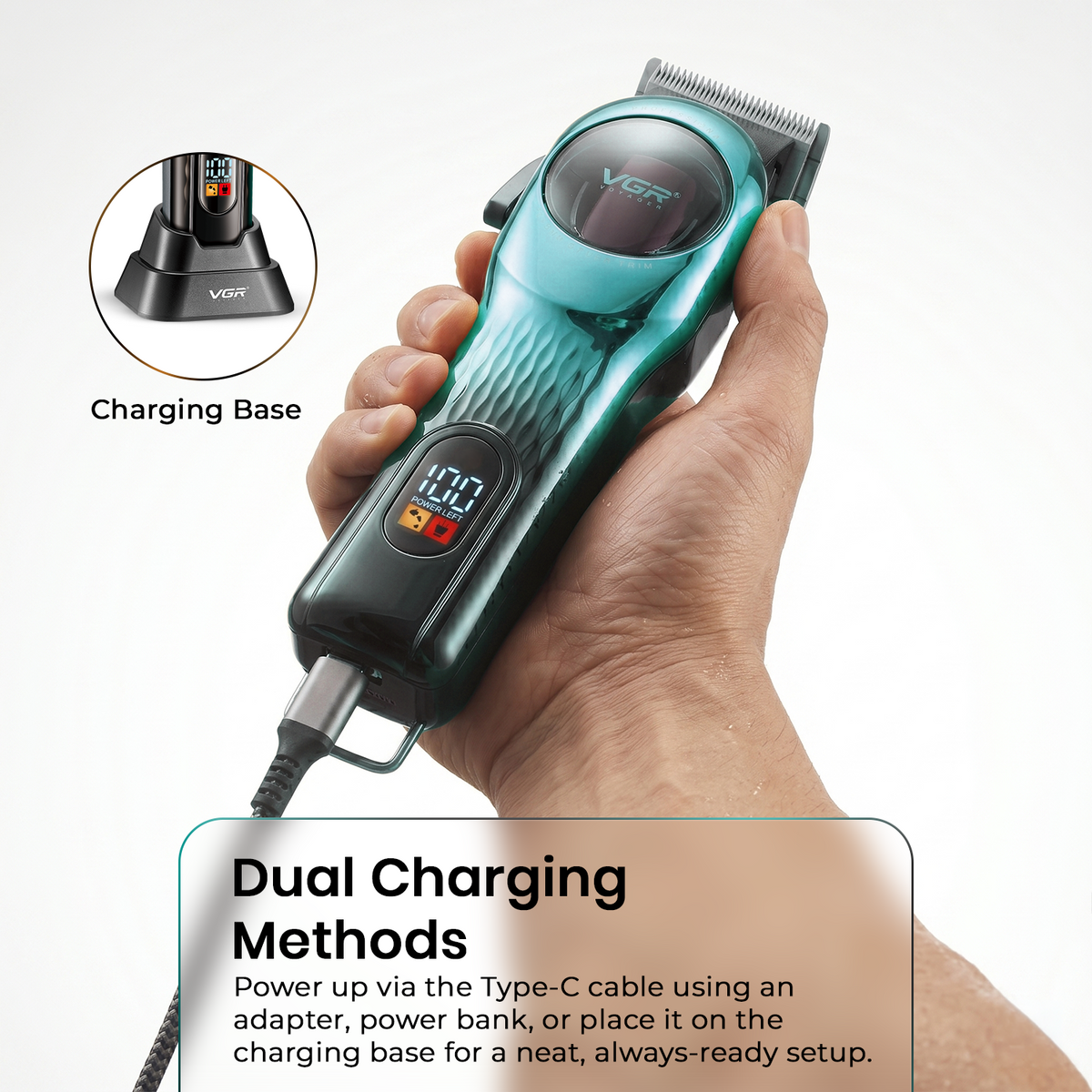 VGR V-166 Professional Hair Clipper for Salon Professionals and Personal Use, Green