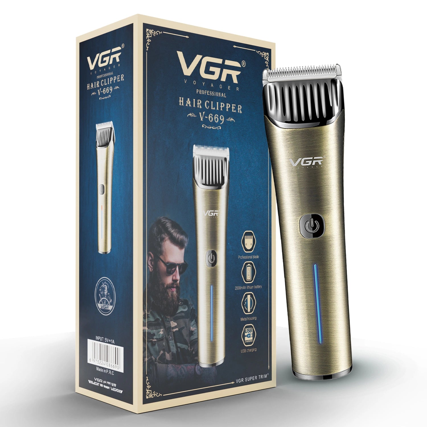 VGR V-669 Professional Salon Quality Hair Clipper For Professional & Personal Use (Gold)