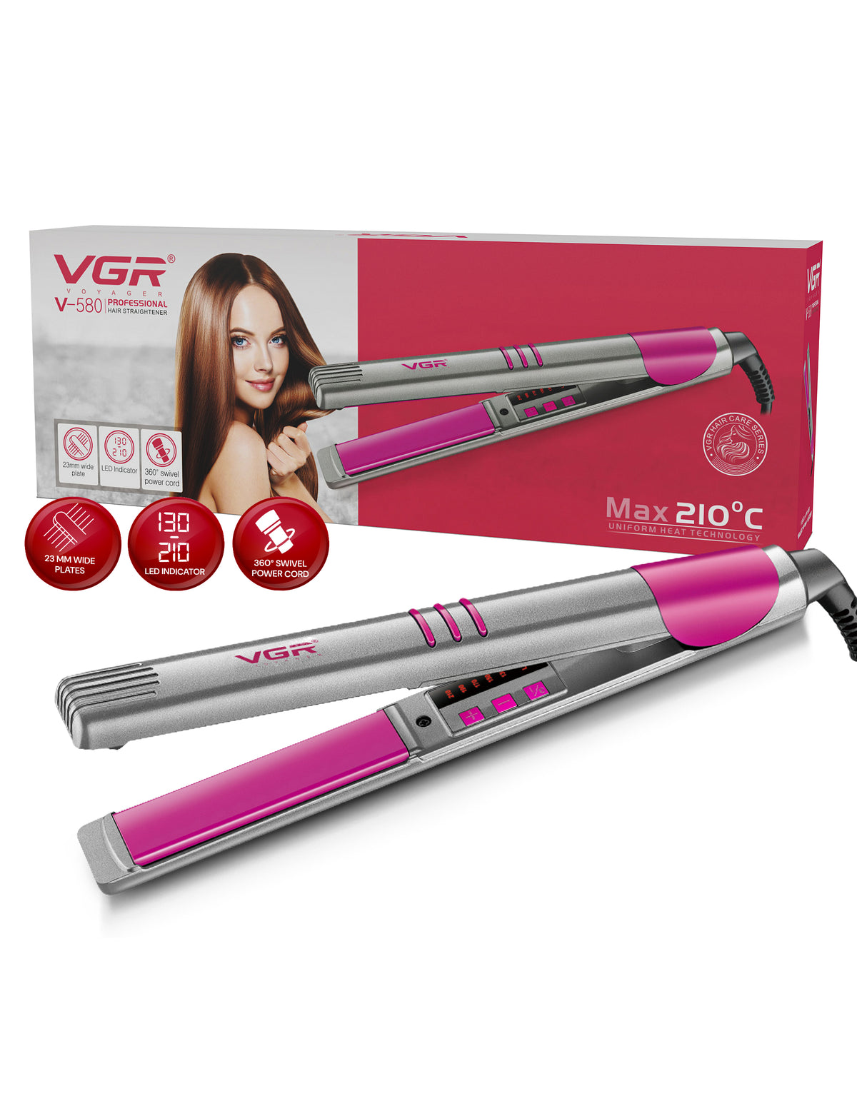 VGR V-580 Hair Straightener 130°C to 210°C Heat Producer For Women