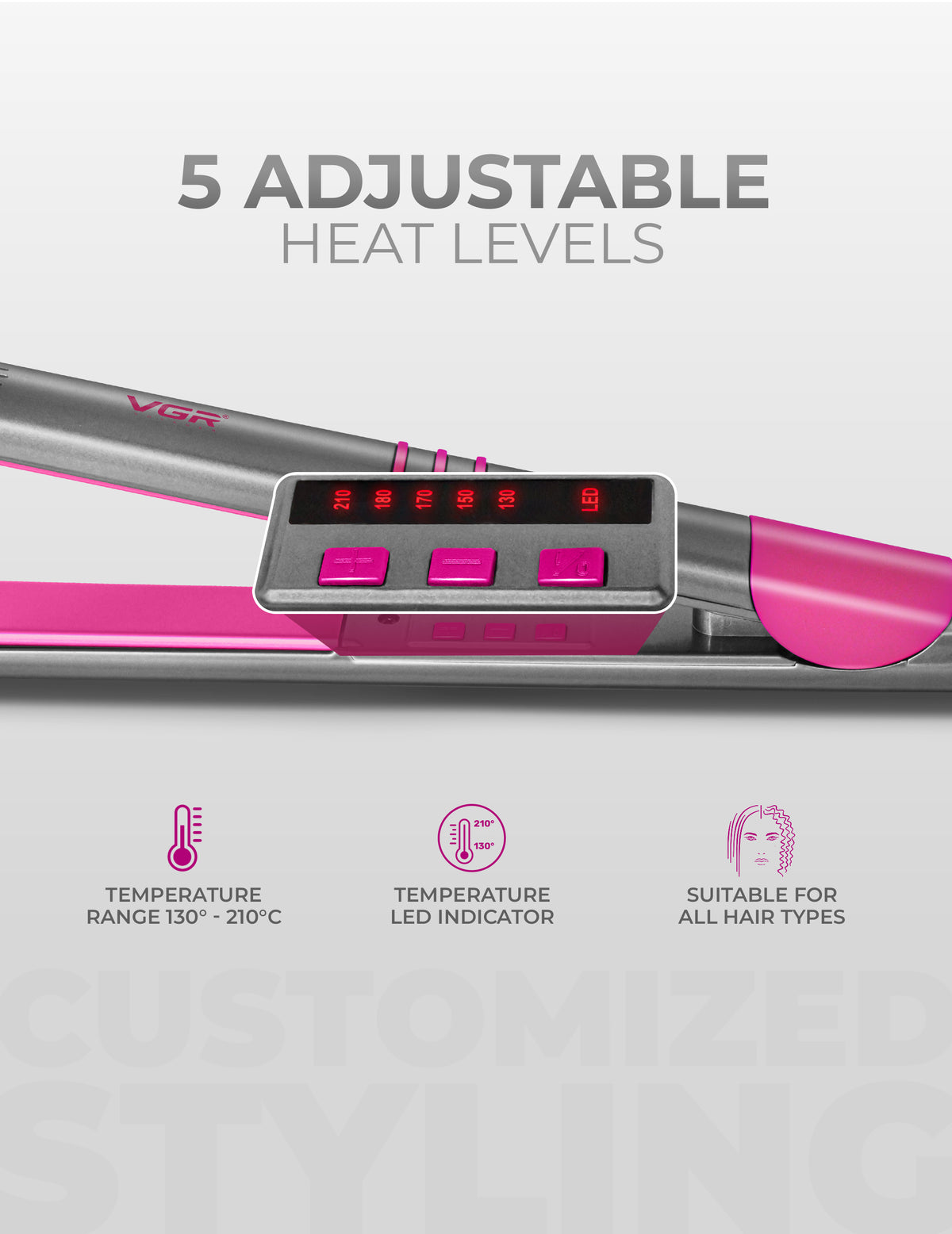 VGR V-580 Hair Straightener 130°C to 210°C Heat Producer For Women