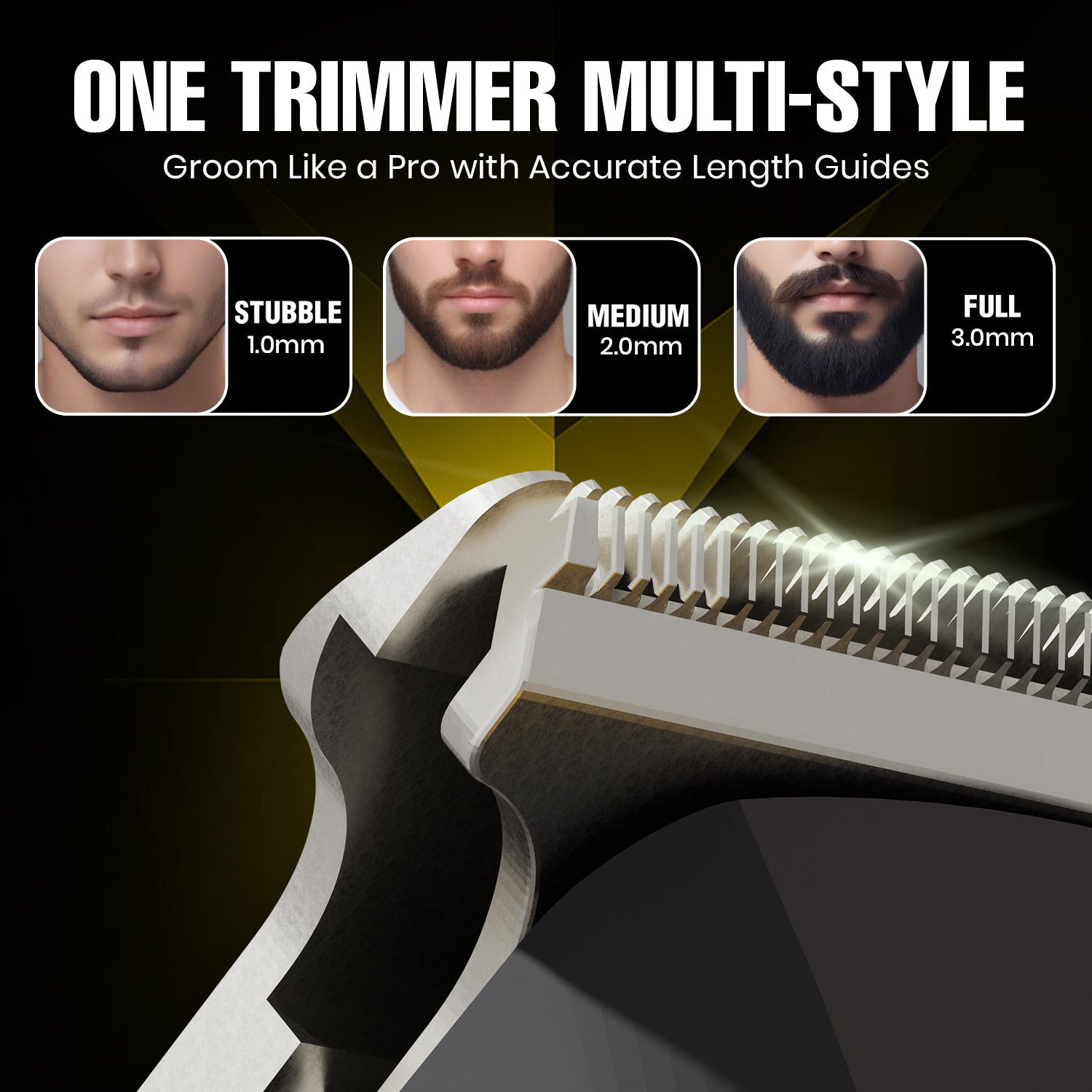 VGR V-981 Professional Hair Trimmer for Men, T-Blade Precision, Turbo Function, LED Display, 150-Min Runtime,