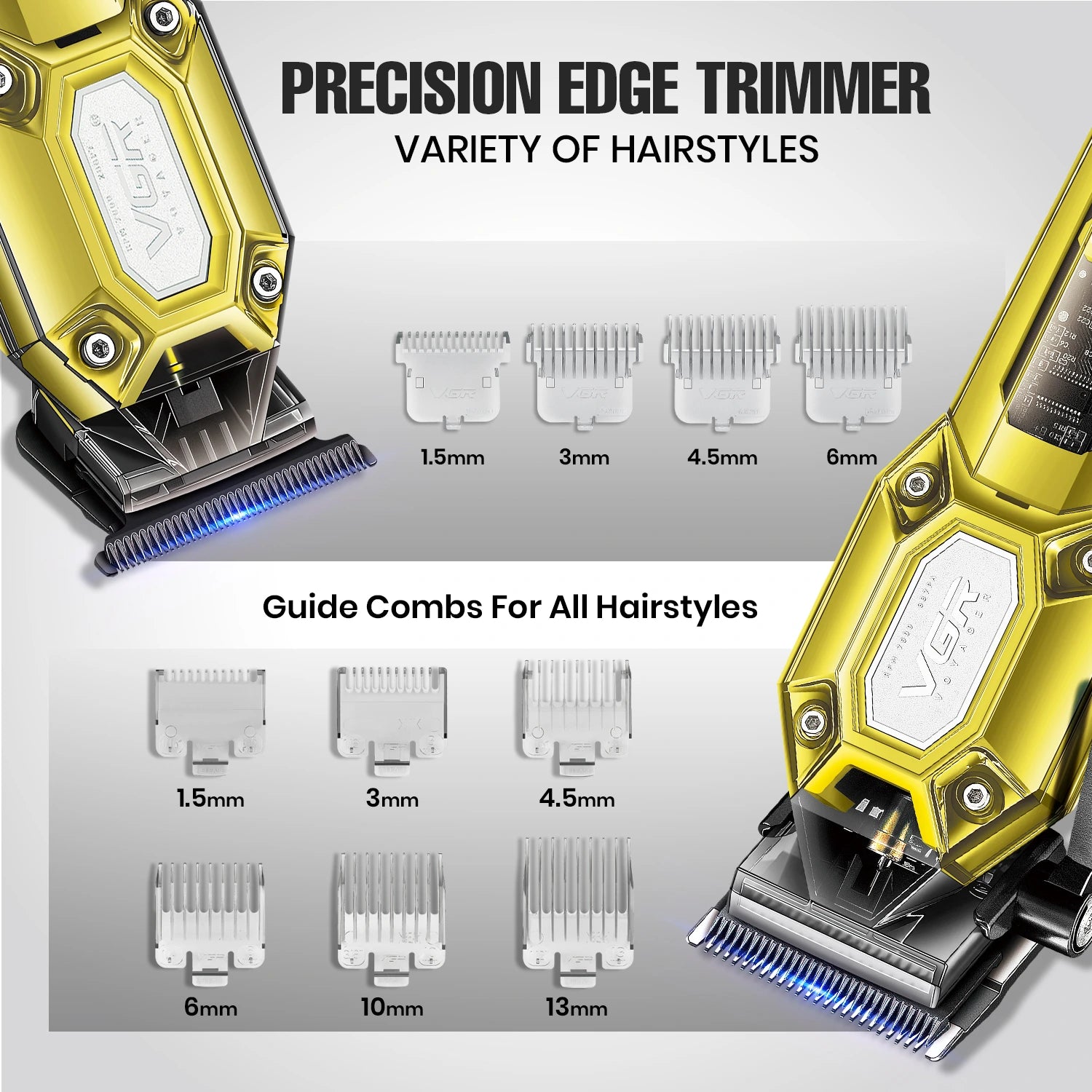 VGR V-600 & V-900-Gold Professional Hair Clipper & Trimmer Set