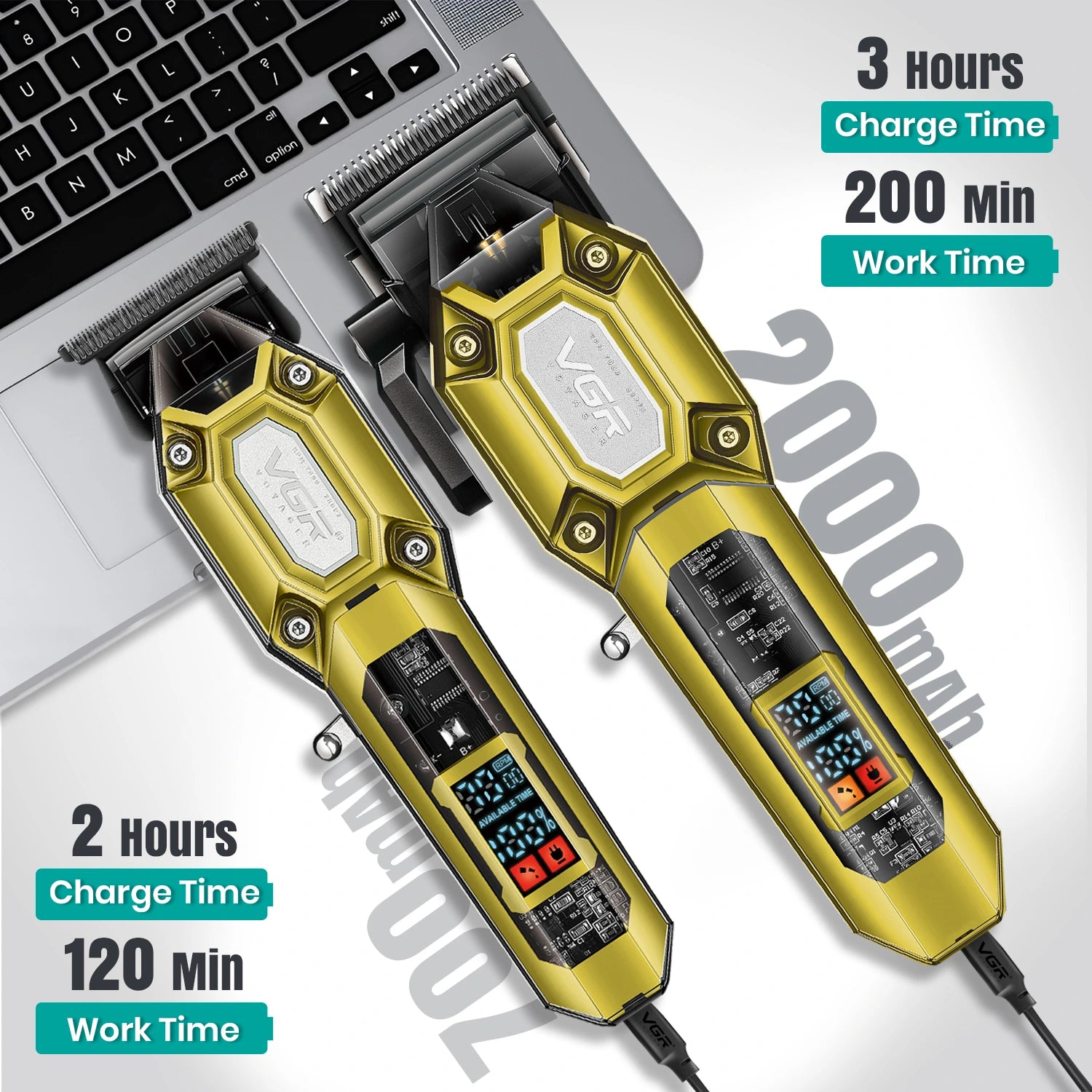 VGR V-600 & V-900-Gold Professional Hair Clipper & Trimmer Set