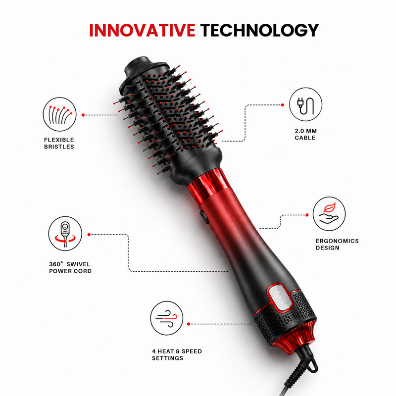 VGR V-488 Professional 8 IN 1 Hot Air Brush (Red)