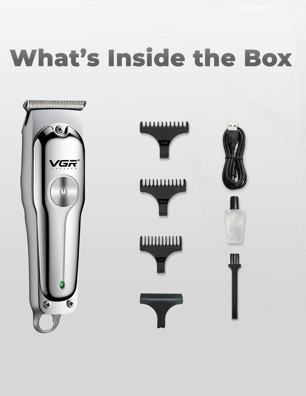 VGR V-071 Professional Hair Trimmer For Men with 120 Min Runtime, Silver