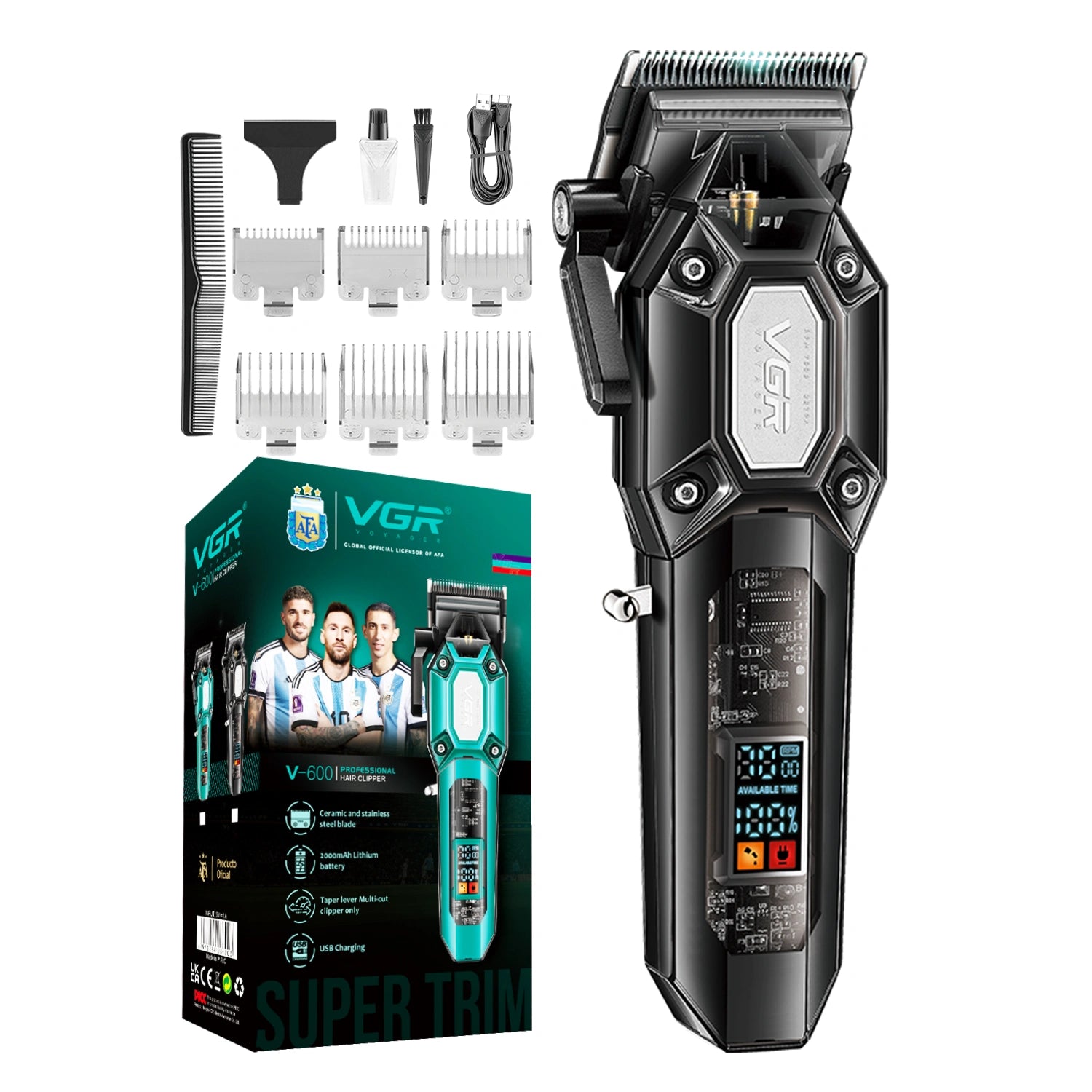 VGR V-600 Professional Hair Clipper and Taper Lever With LED Display