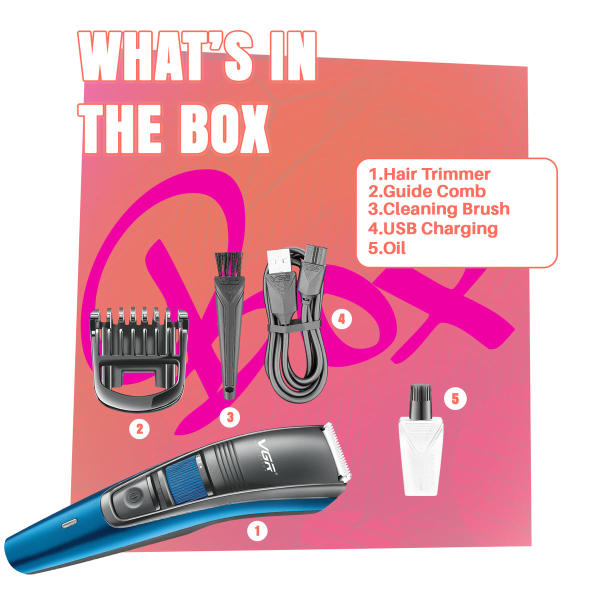VGR V-052 Professional Hair Trimmer For Men with 120 Min Runtime, Blue