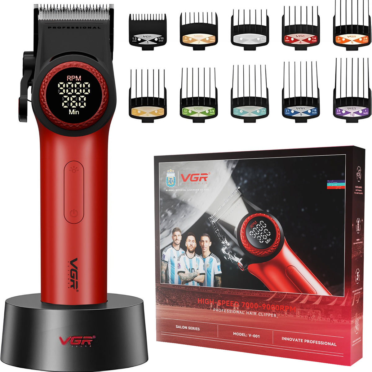 VGR V-001 Professional Hair Clipper For Men, Red