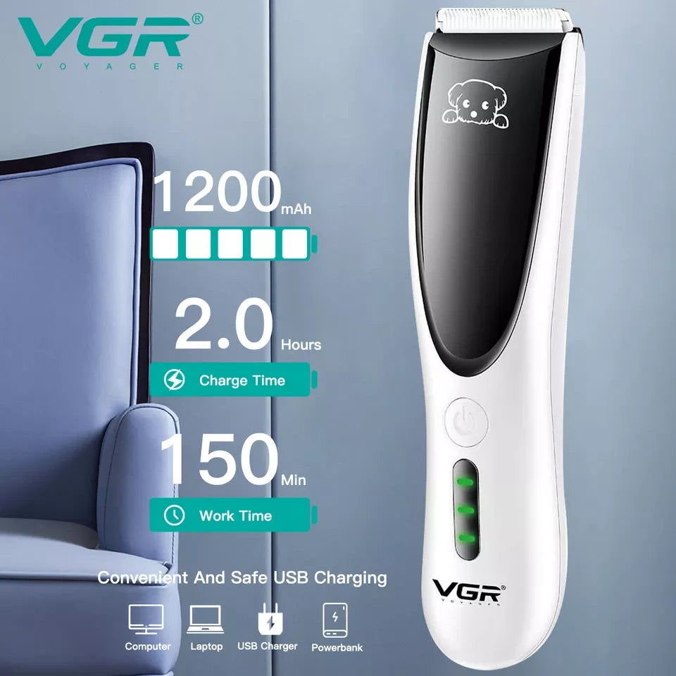 VGR V-232 Waterproof IPX7 Hair Clipper For Pets, White