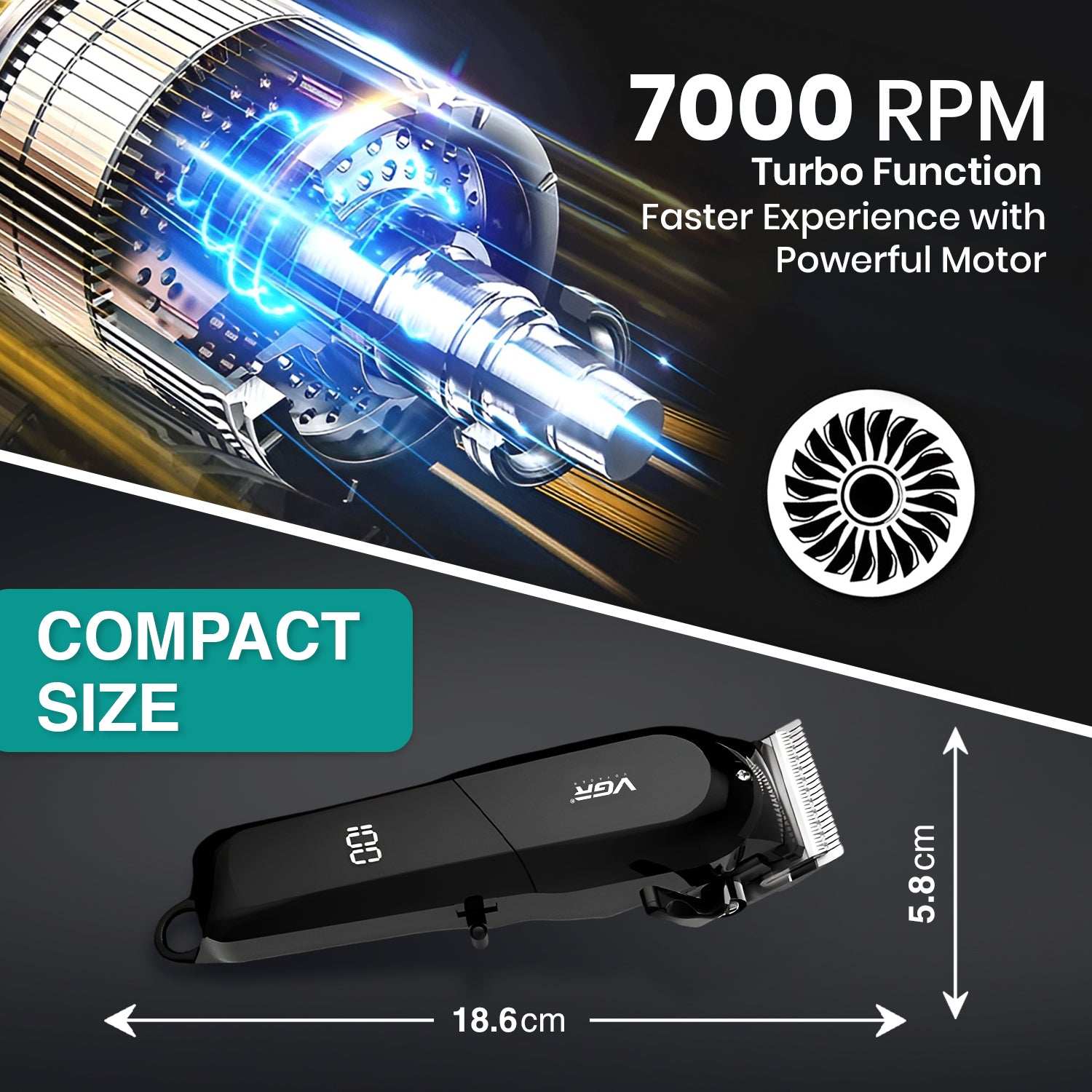 VGR VL-118 Limited Edition Hair Clipper For Men, Black