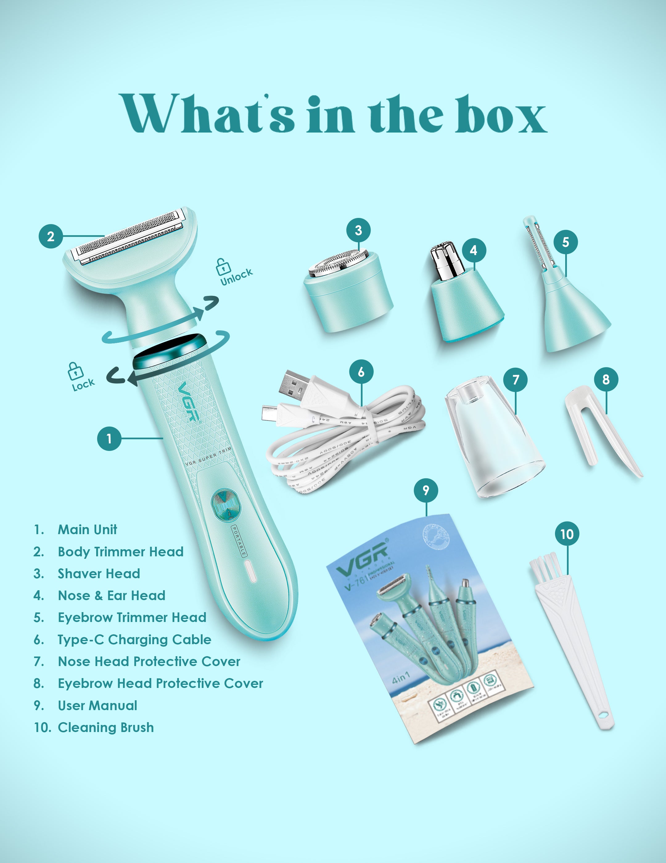 VGR V-761 Female 4-in-1 Bikini Grooming Kit