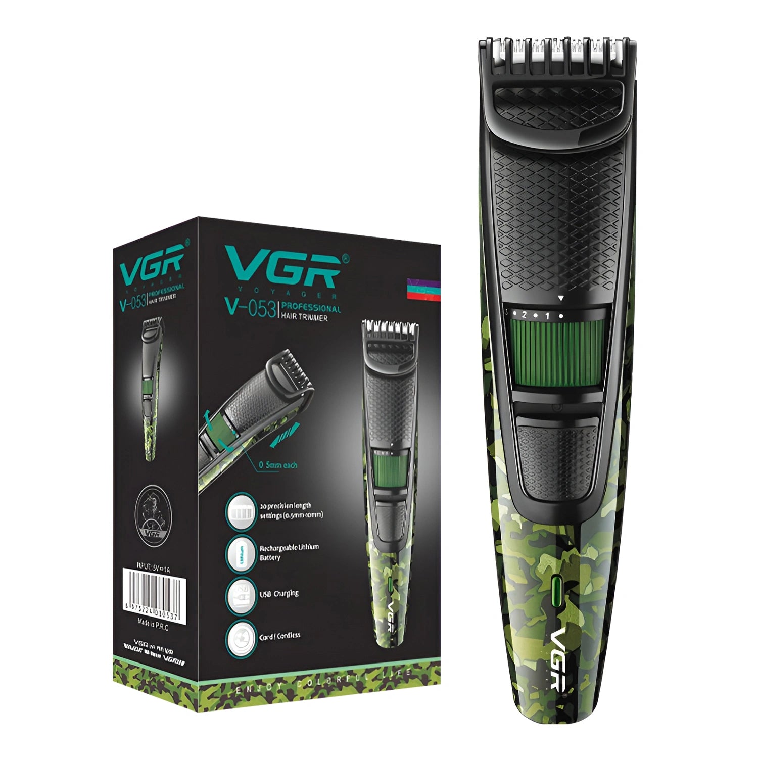 VGR V-053 Hair Trimmer For Men, Army Green