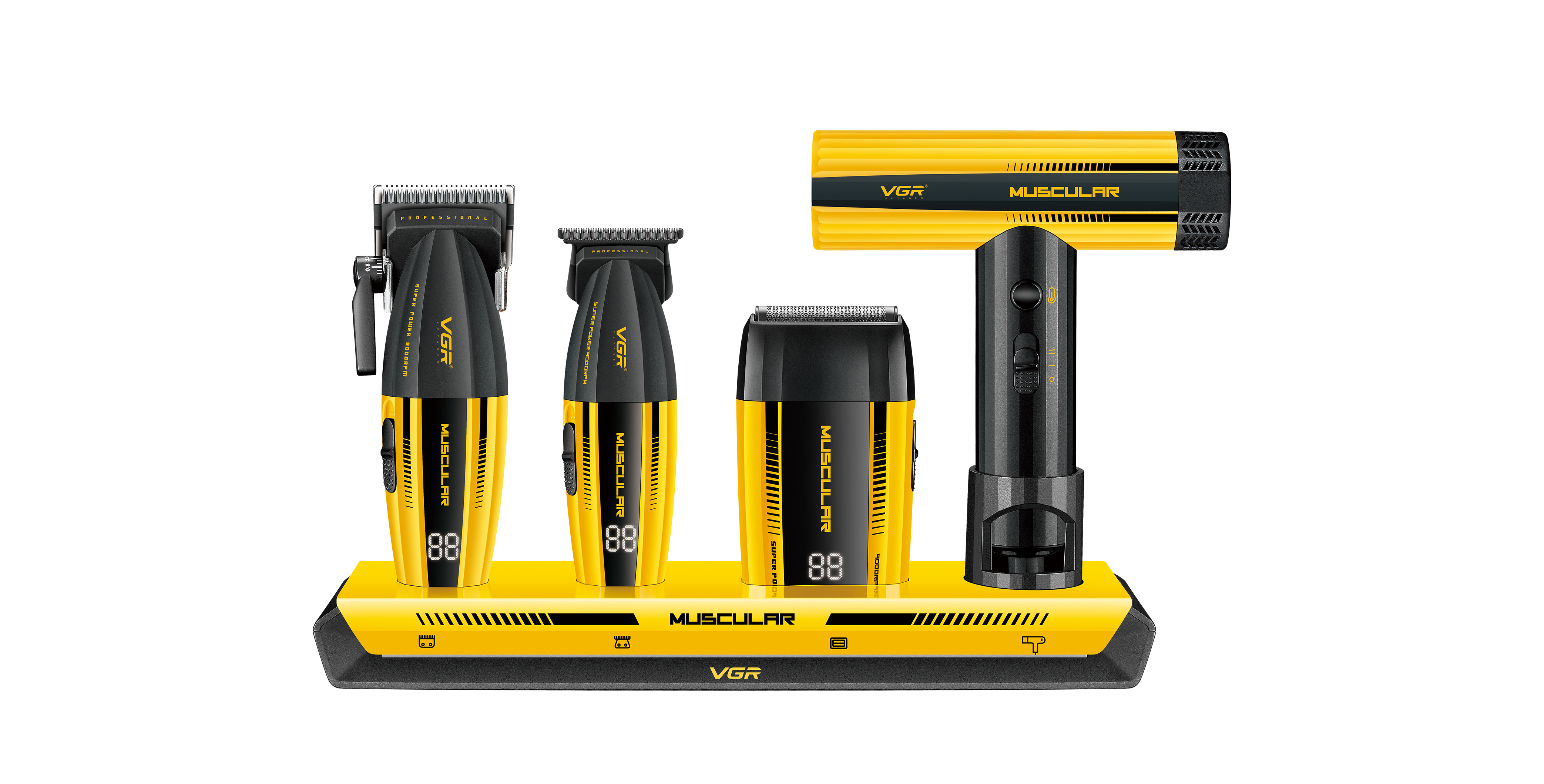 VGR V-285 S4 Professional Barber Combo Kit for Salon & Men, Yellow