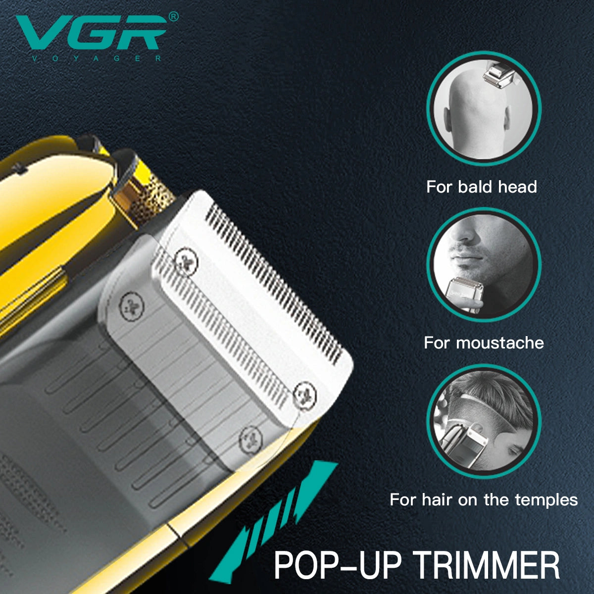 VGR V-332 Professional Foil Shaver for men, 150-Minute Runtime, Dual Independent Foils | Cordless & Corded Use | LED Display, Type-C USB Charging with 1 Year Warranty (Gold)