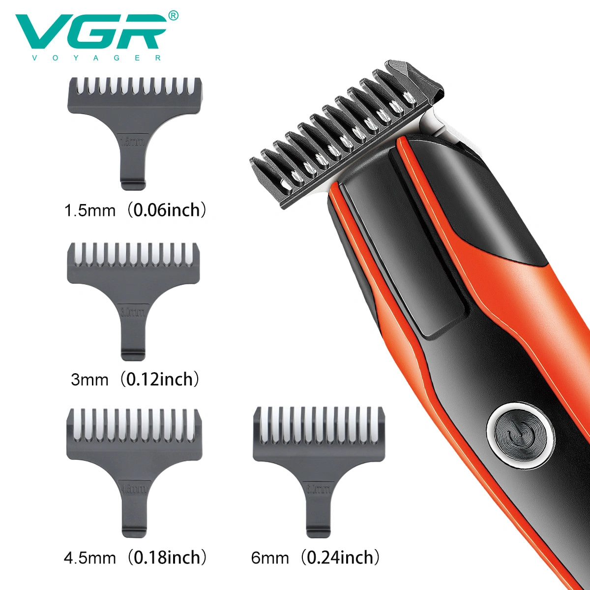 VGR V-999 Trimmer 120 min Runtime 4 Length Settings For Salon & Mens (Orange)