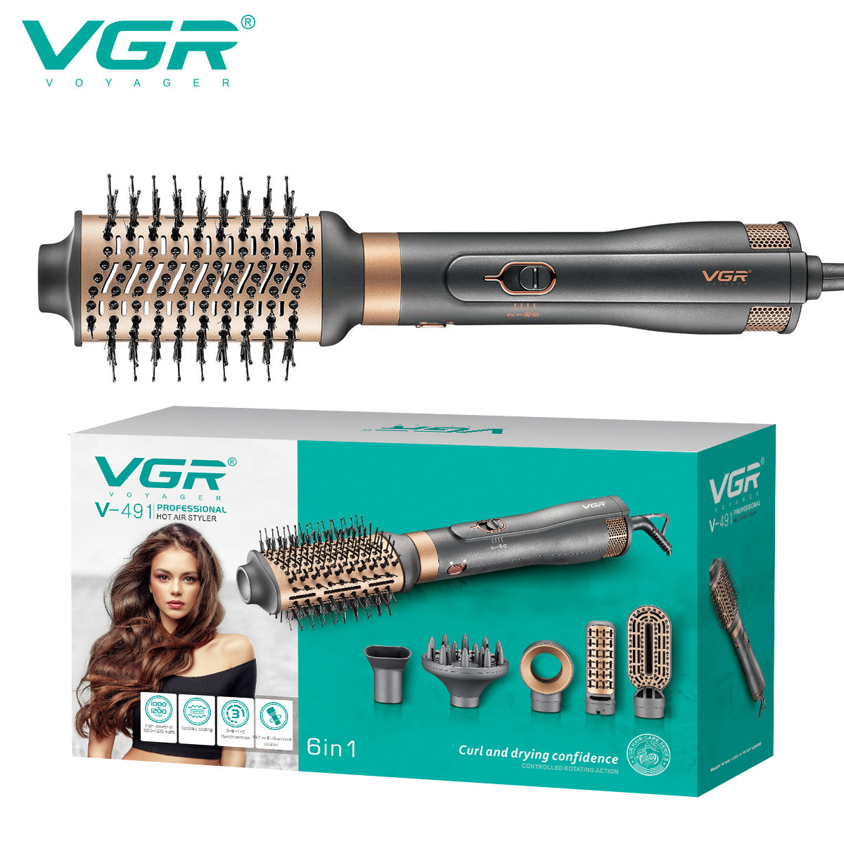 VGR V-491 (6 In 1 ) Hot Air Styler For Women