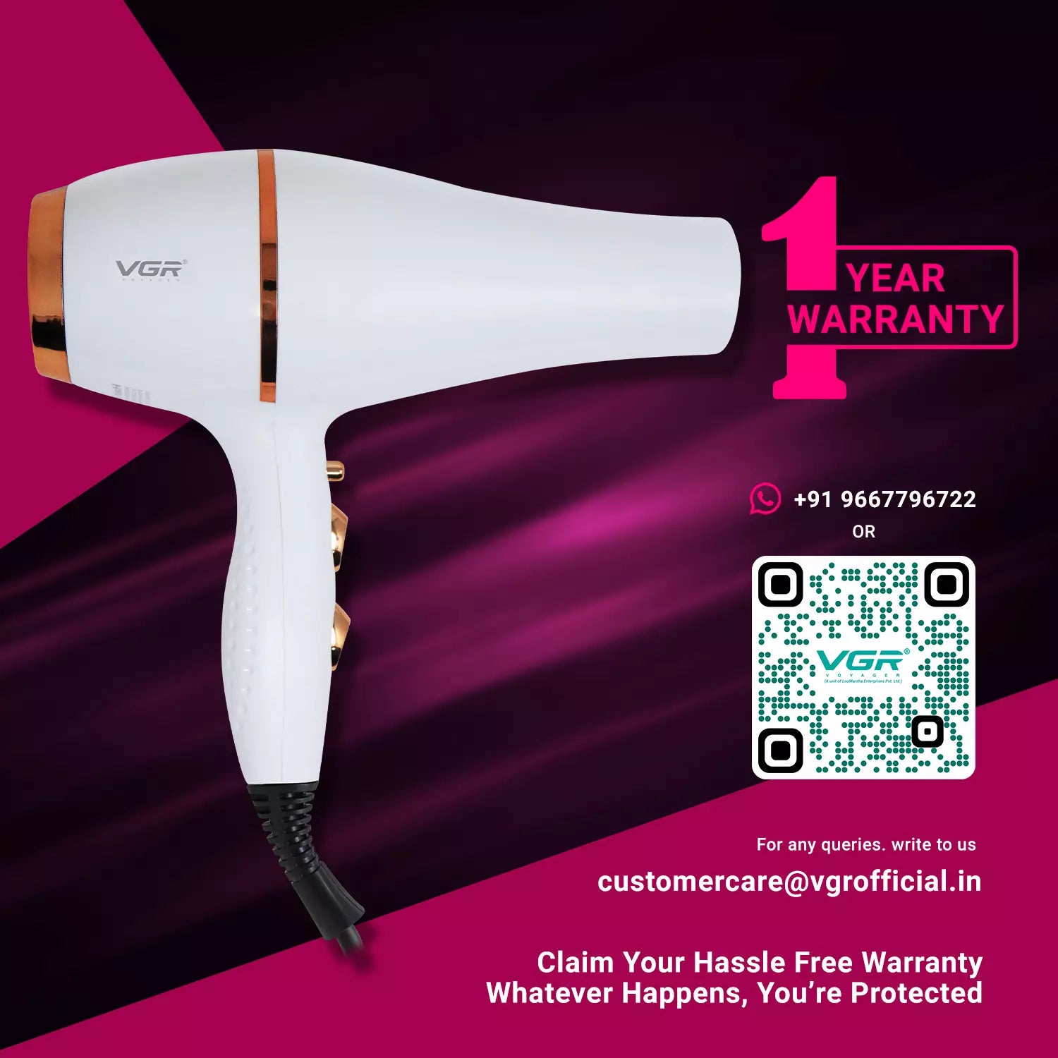 VGR V-414 Women's Heavy Duty 1800-2200 Watt Hair Dryer