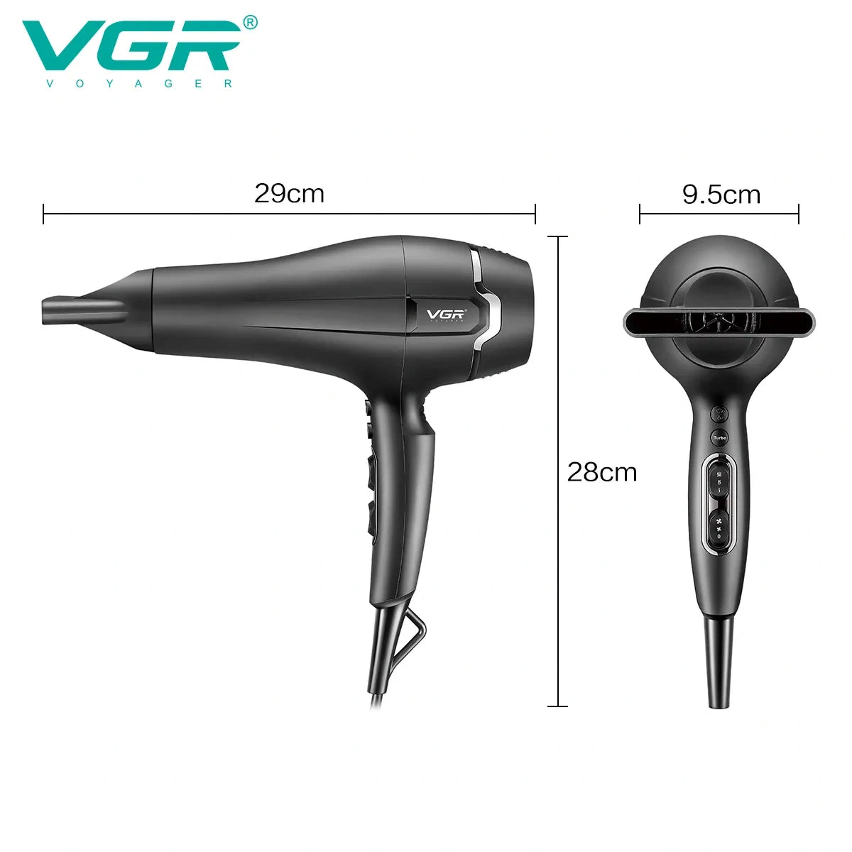VGR V-450 Hair Dryer For Unisex, Black