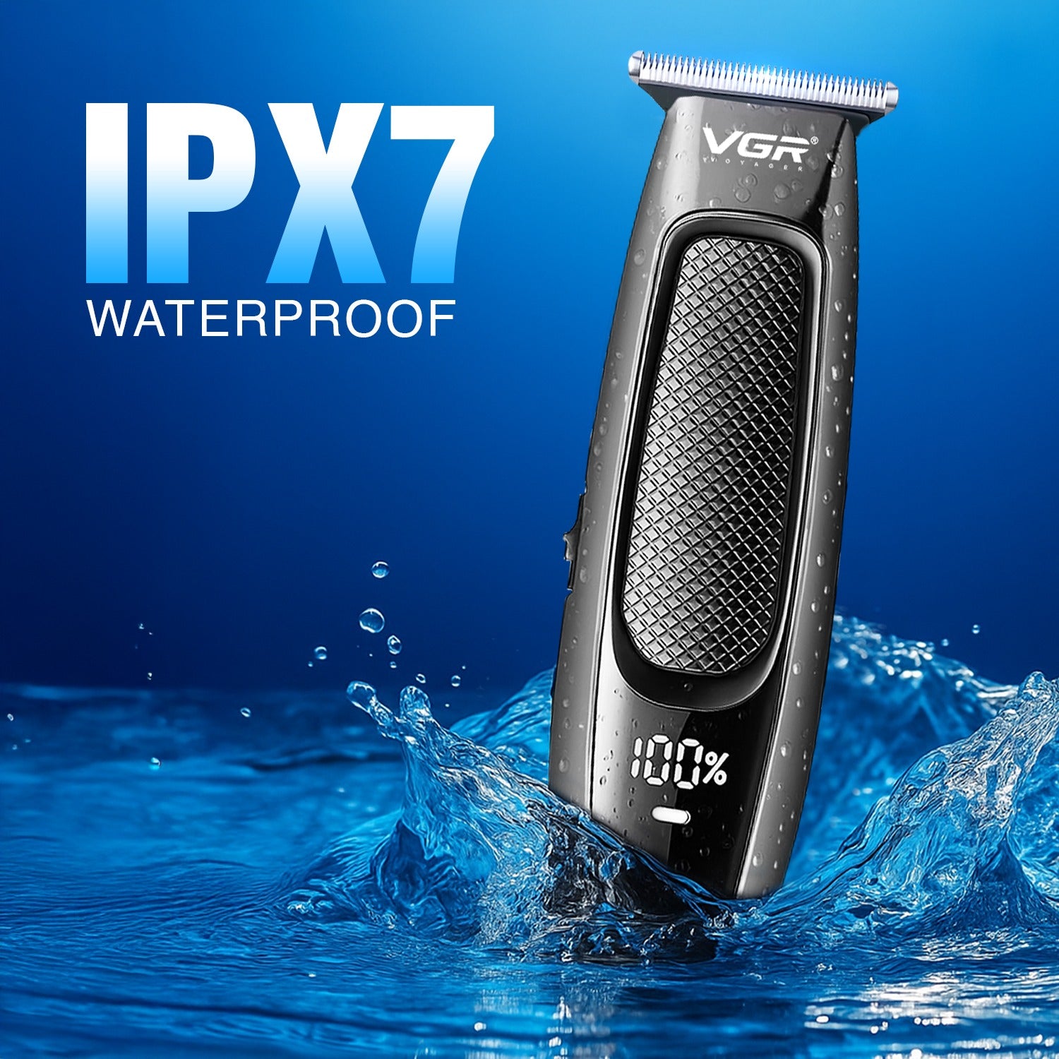 VGR hair trimmer with IPX7 waterproof feature on a blue water VGR V-255 Hair Trimmer | IPX7 Waterproof Men’s Groomingbackground