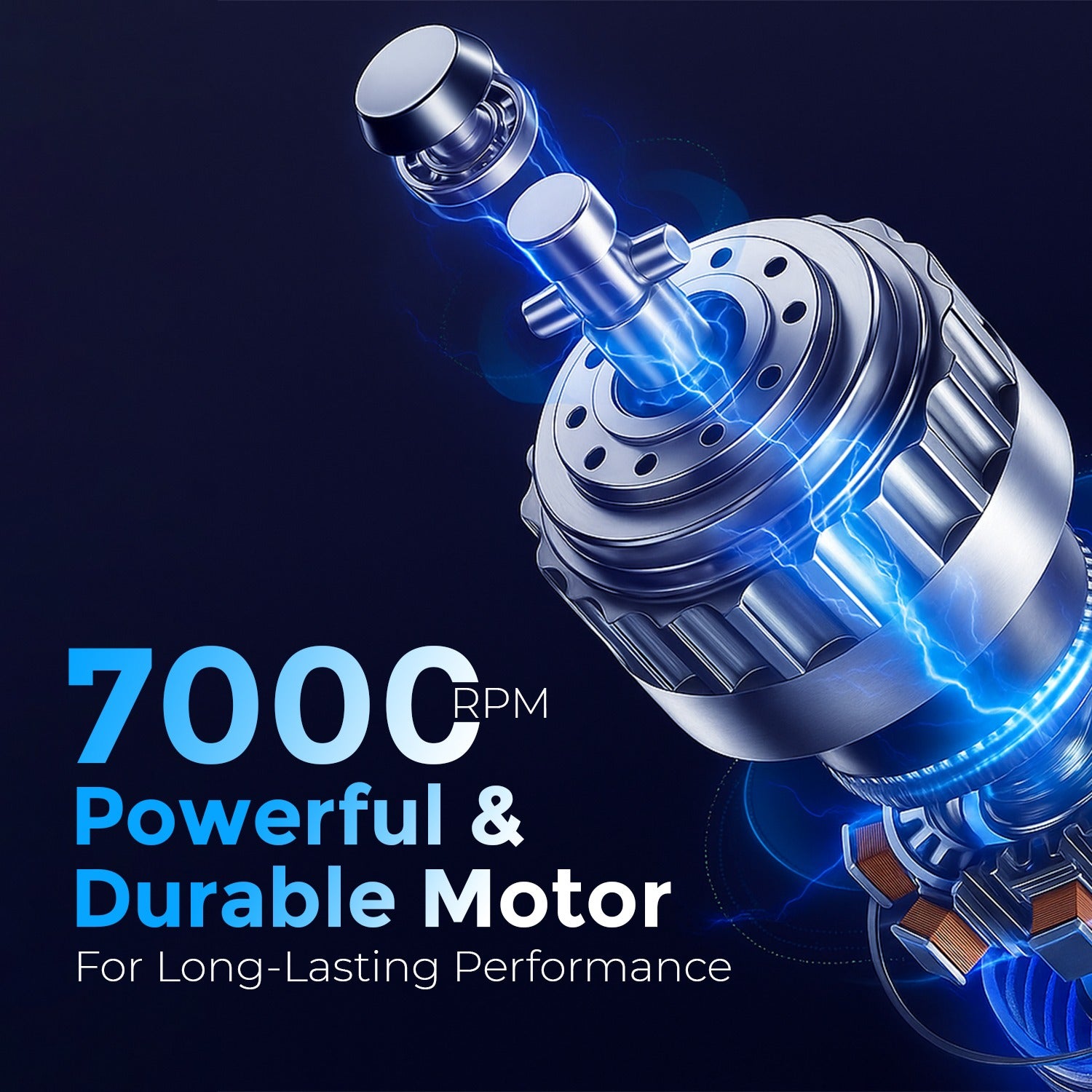 Motor with text '7000 RPM Powerful & Durable Motor For Long-Lasting Performance' on a dark backgroundVGR V-255 Hair Trimmer | IPX7 Waterproof Men’s Grooming