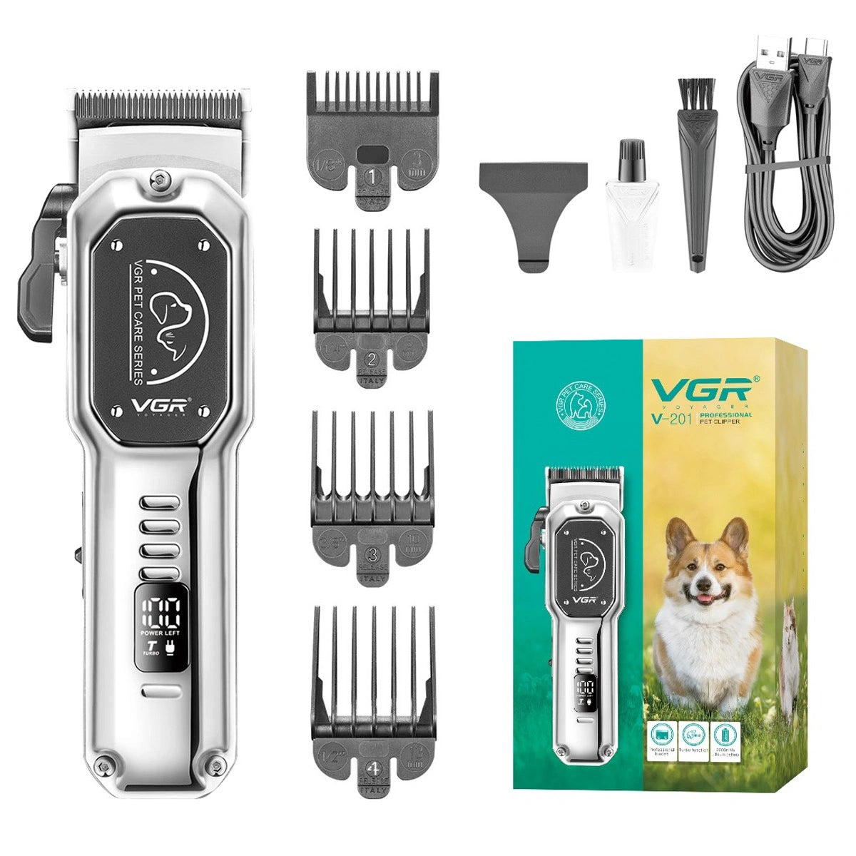 VGR V-201 Professional Pet Clipper - Silver