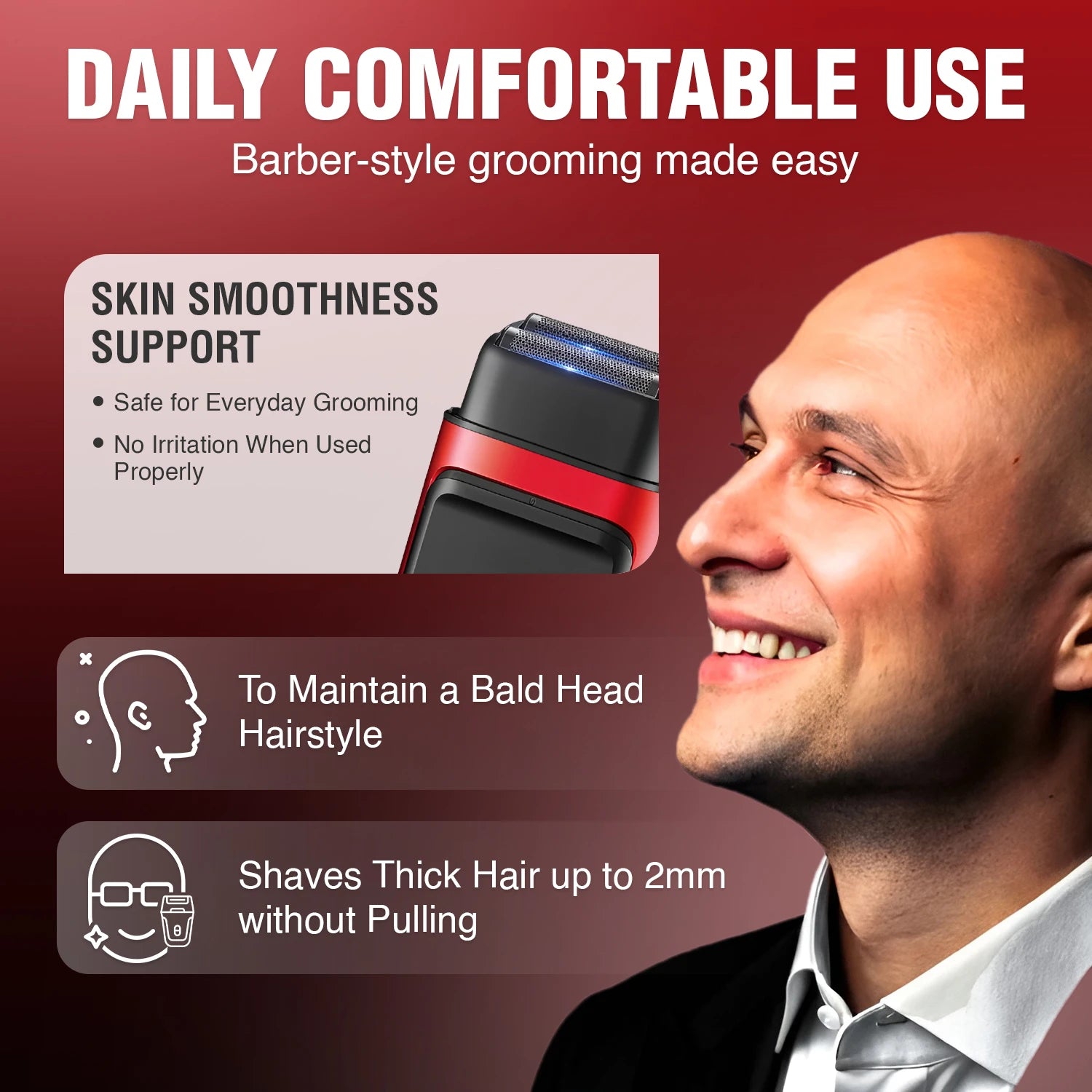 VGR V-307 Professional Foil Shaver for Men with 180 min Runtime, Red