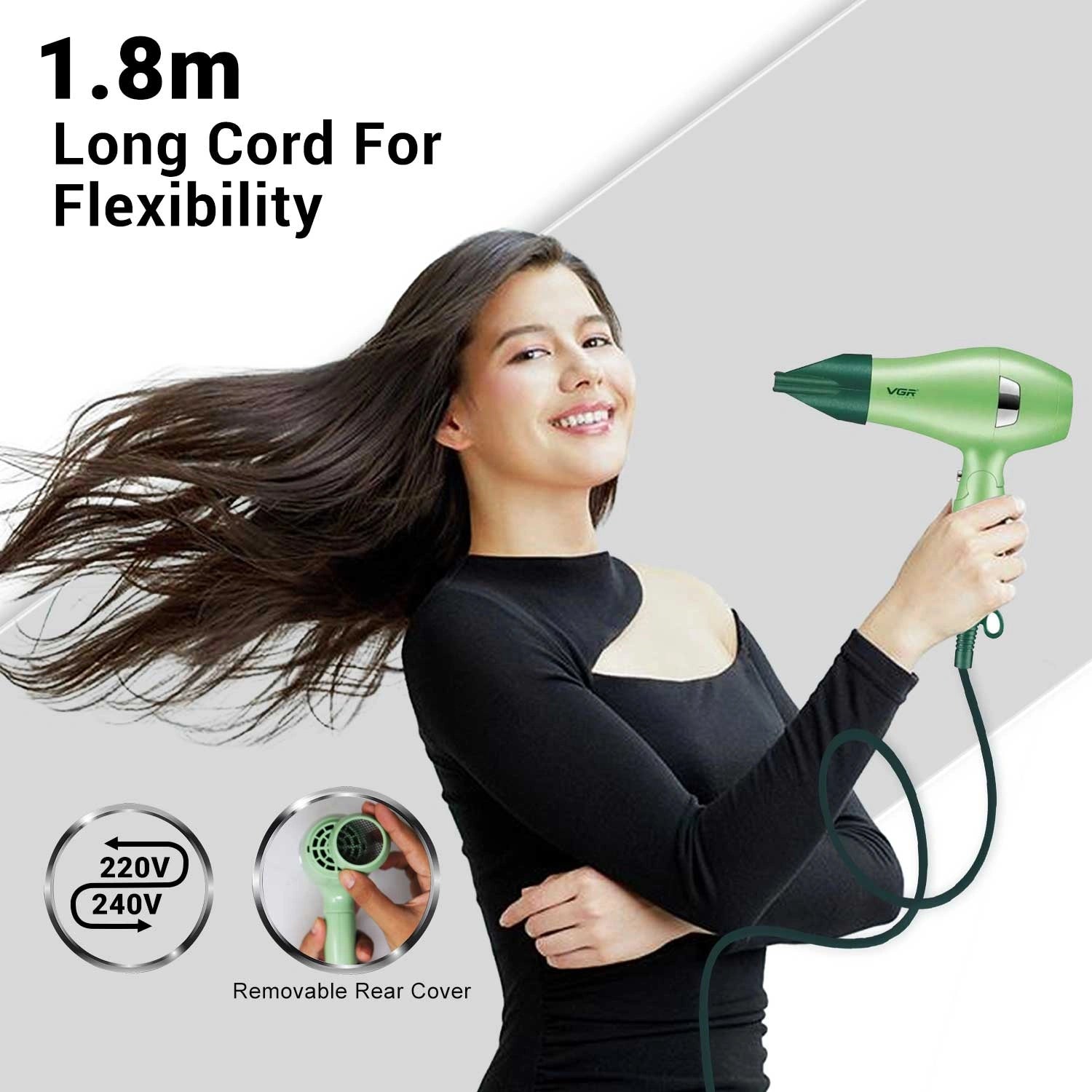 VGR V-432 Professional Foldable Hair Dryer, DC motor, Ionic, 1000W