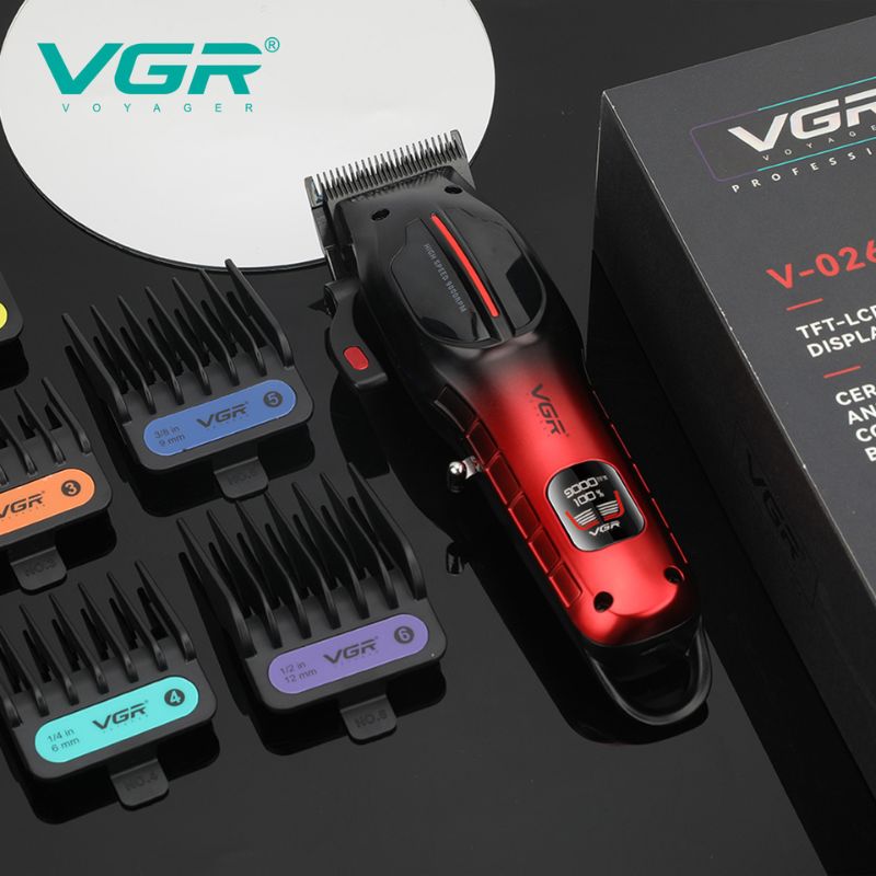 VGR V-026 Professional Hair Clipper with 150 Minutes Runtime, Red