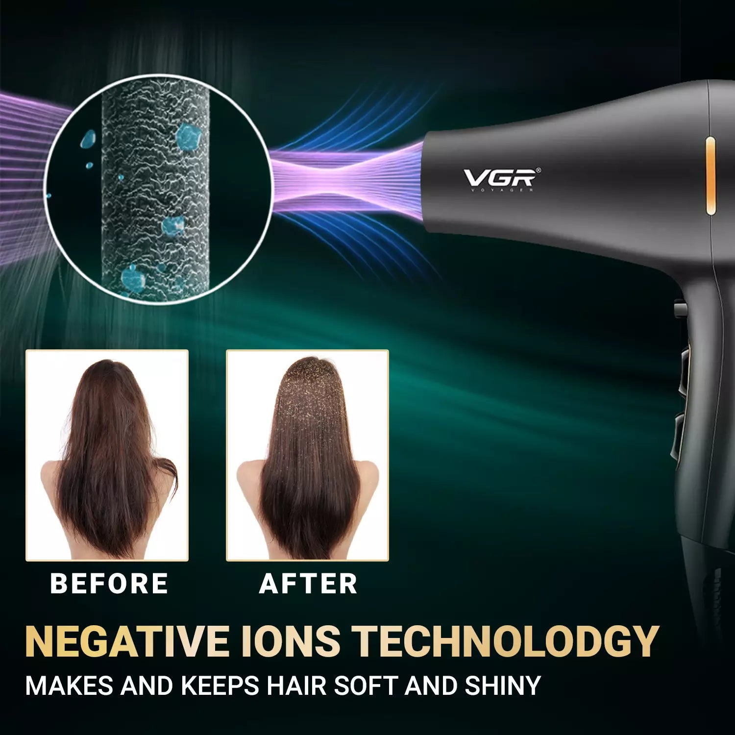 VGR V-433 Hair Dryer For Women, Black