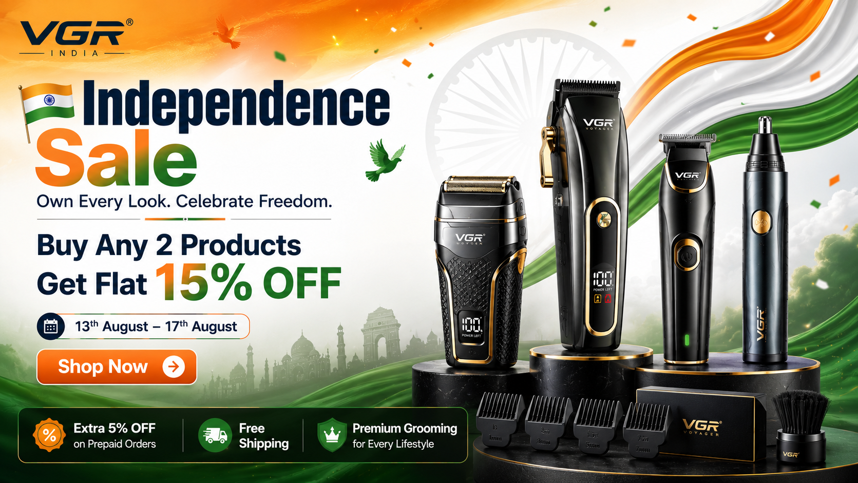 VGR Independence Sale 2026 | Buy 2 & Get Flat 15% OFF