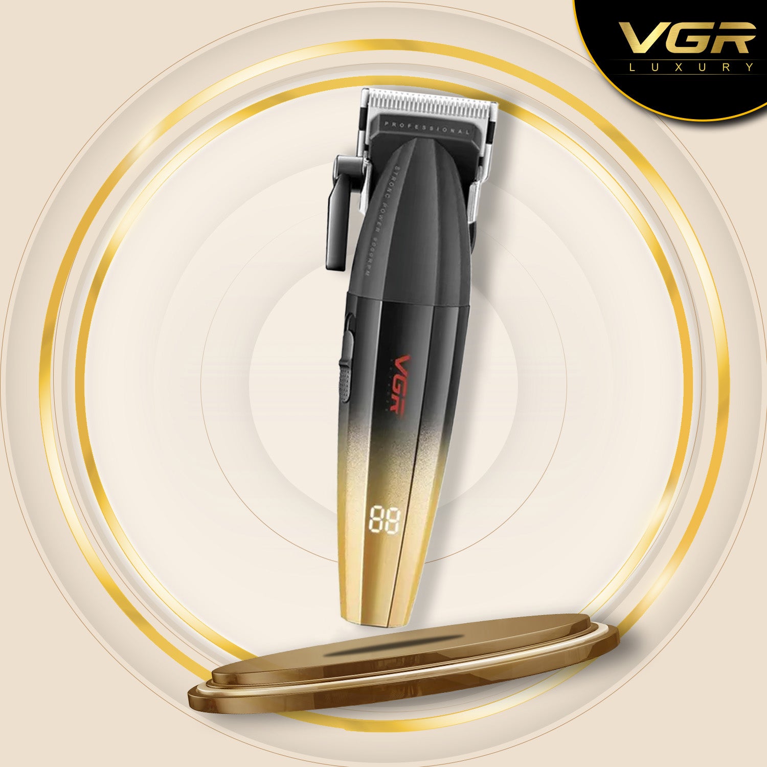 VGR V-003 Professional Hair Clipper For Men, (Black/gold)