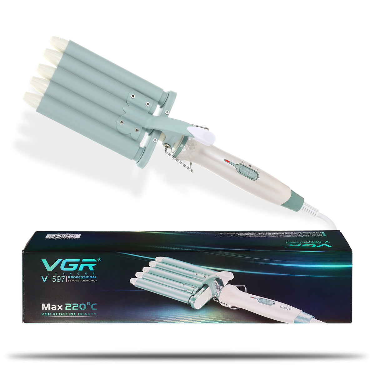 VGR V-597 5 Barrel Hair Curler For Women, Green