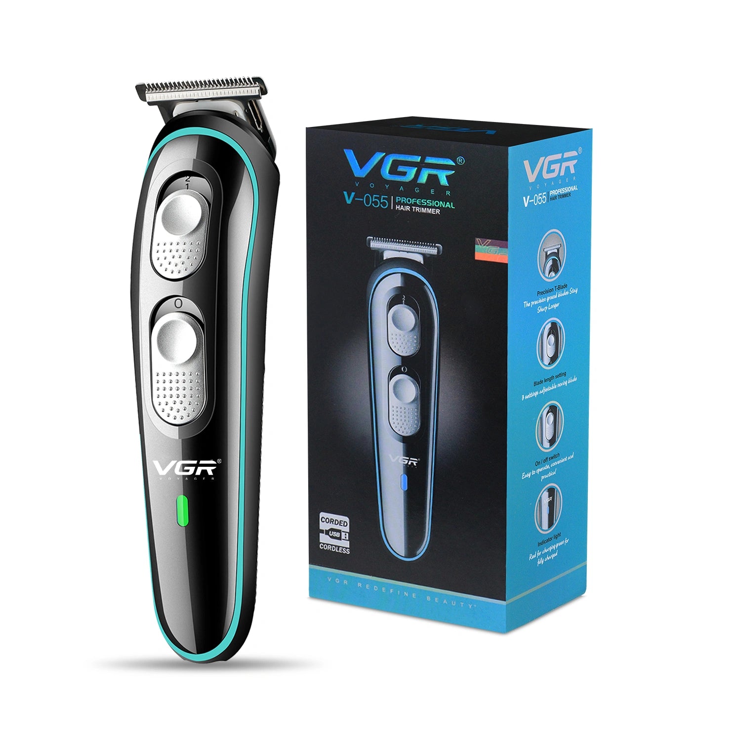 VGR V-055 Hair Trimmer For Men, Black