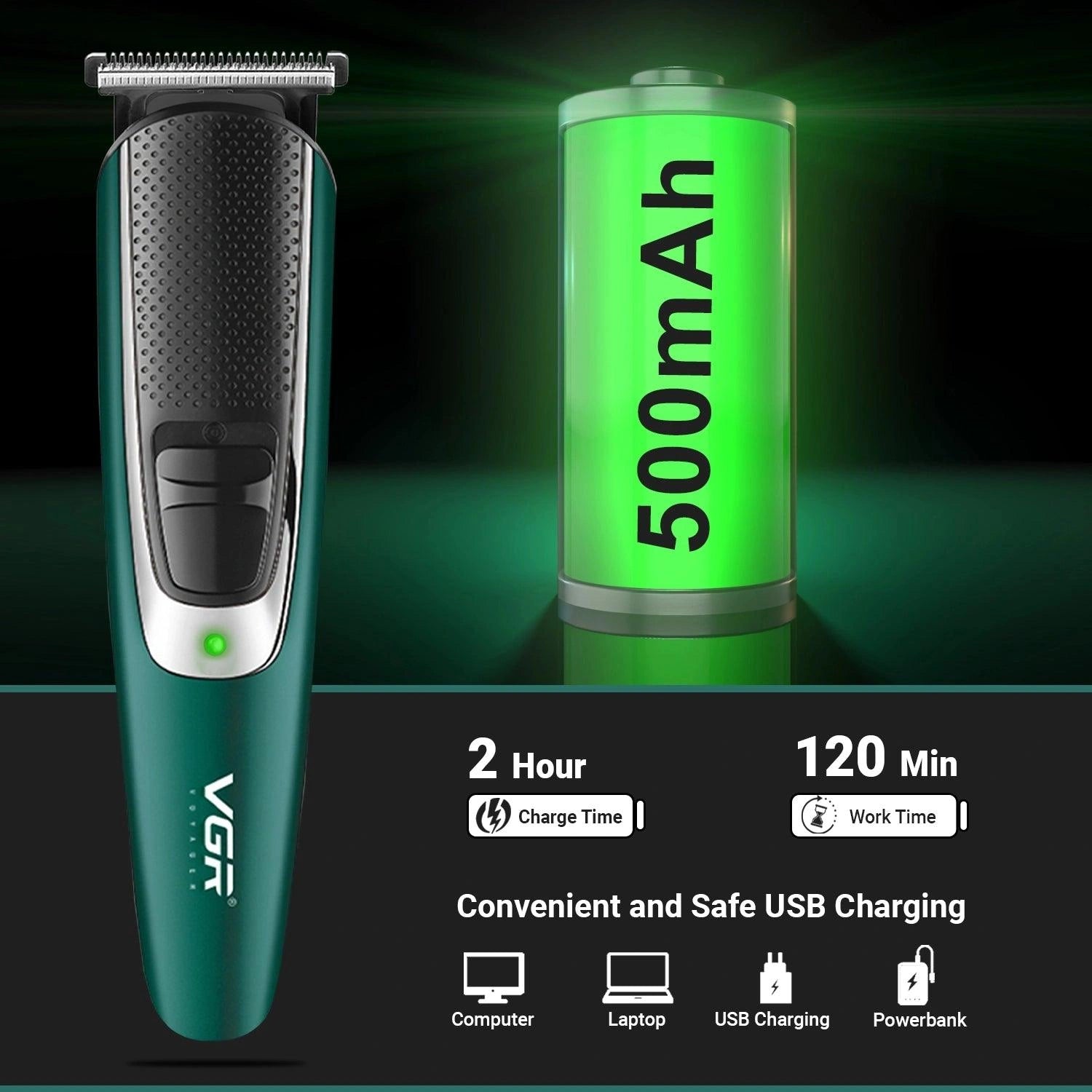 VGR V-176 Hair Trimmer For Men, Green