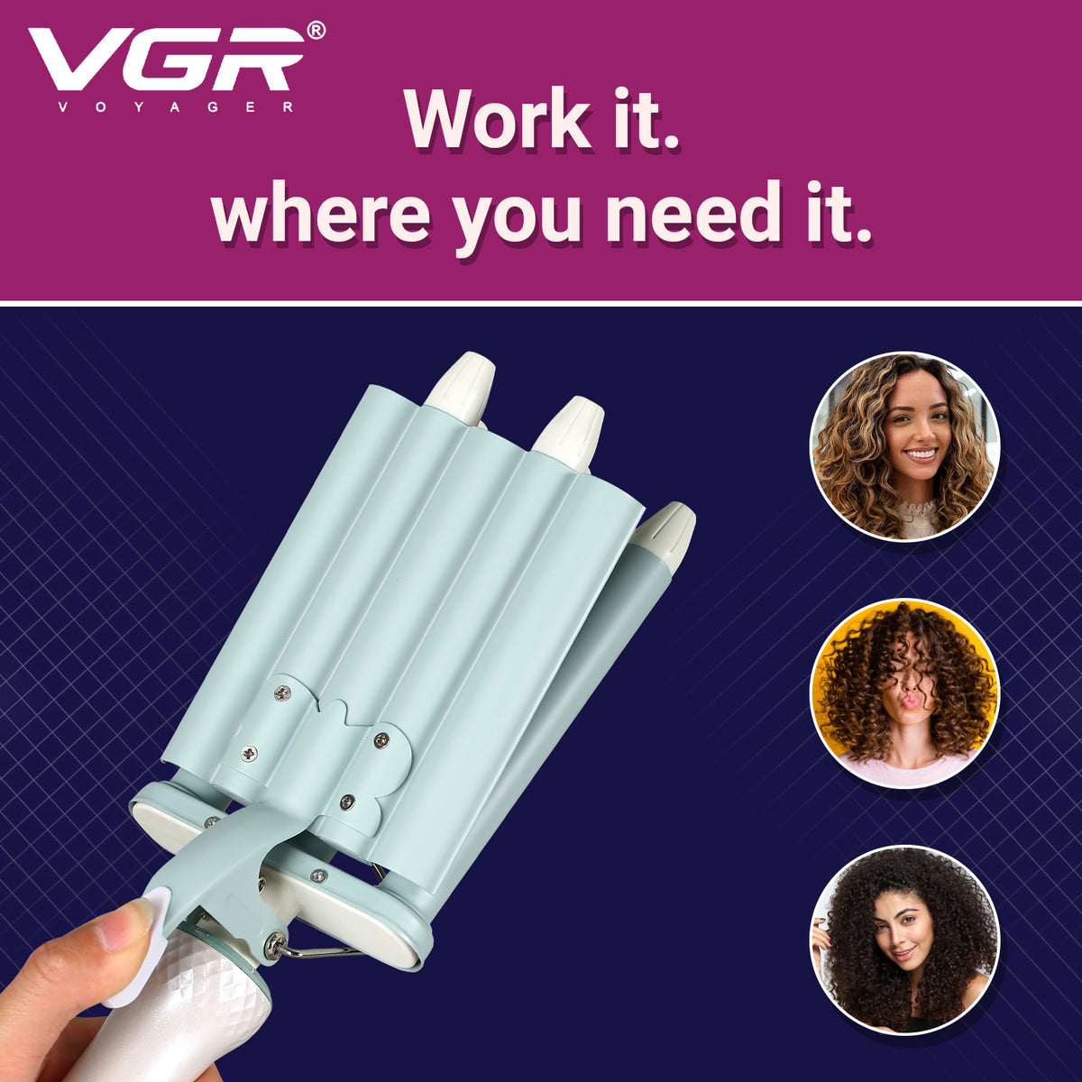 VGR V-597 5 Barrel Hair Curler For Women, Green