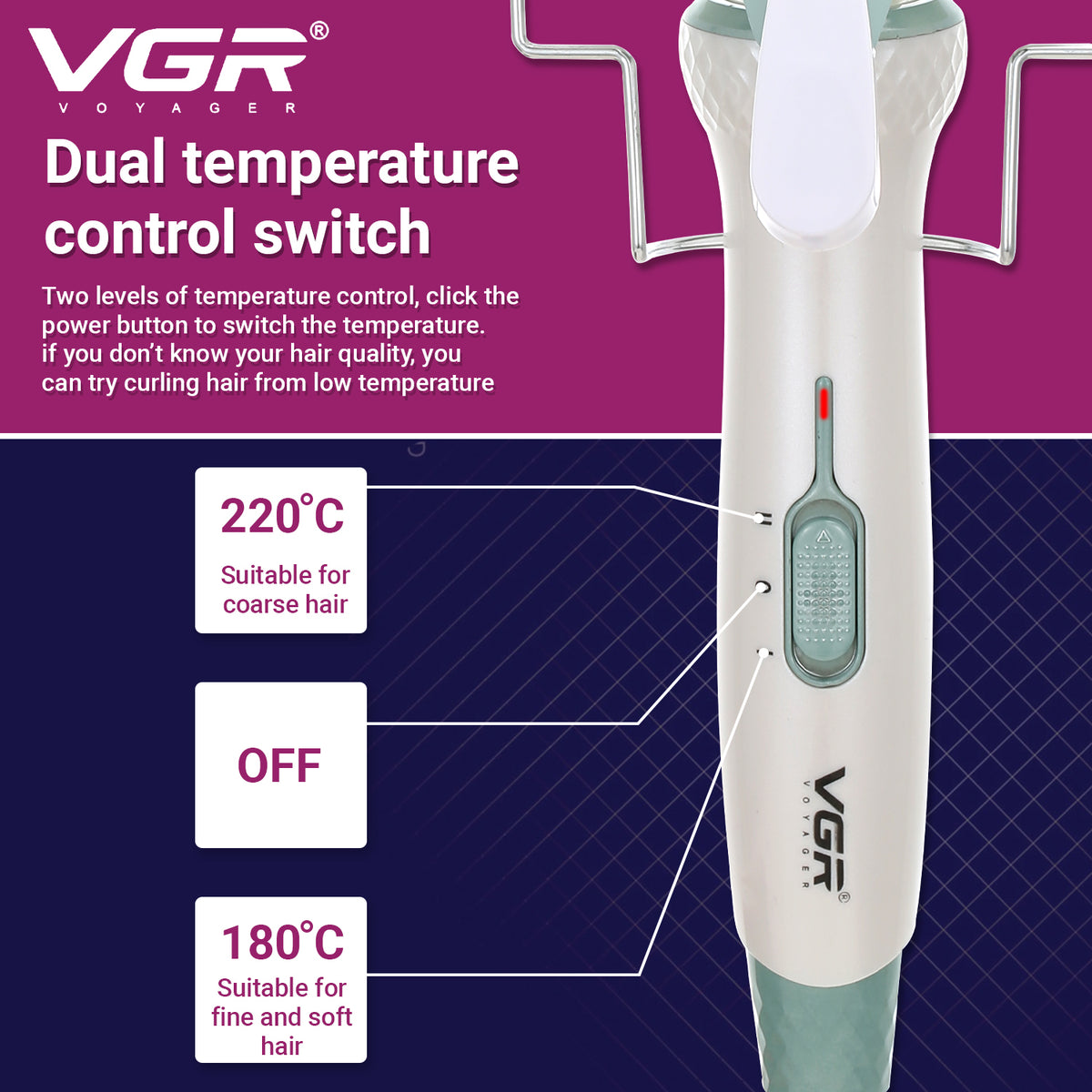 VGR V-597 5 Barrel Hair Curler For Women, Green