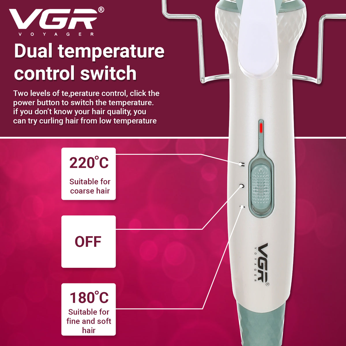 VGR V-595 3 Barrel Hair Curler For Women, Green