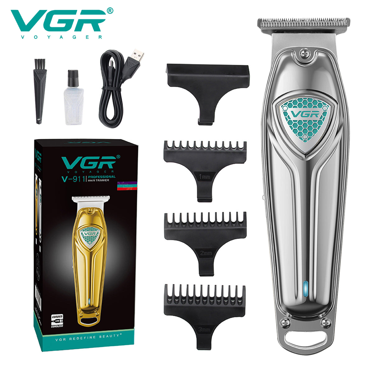 VGR V-911 Hair Trimmer For Men, Silver