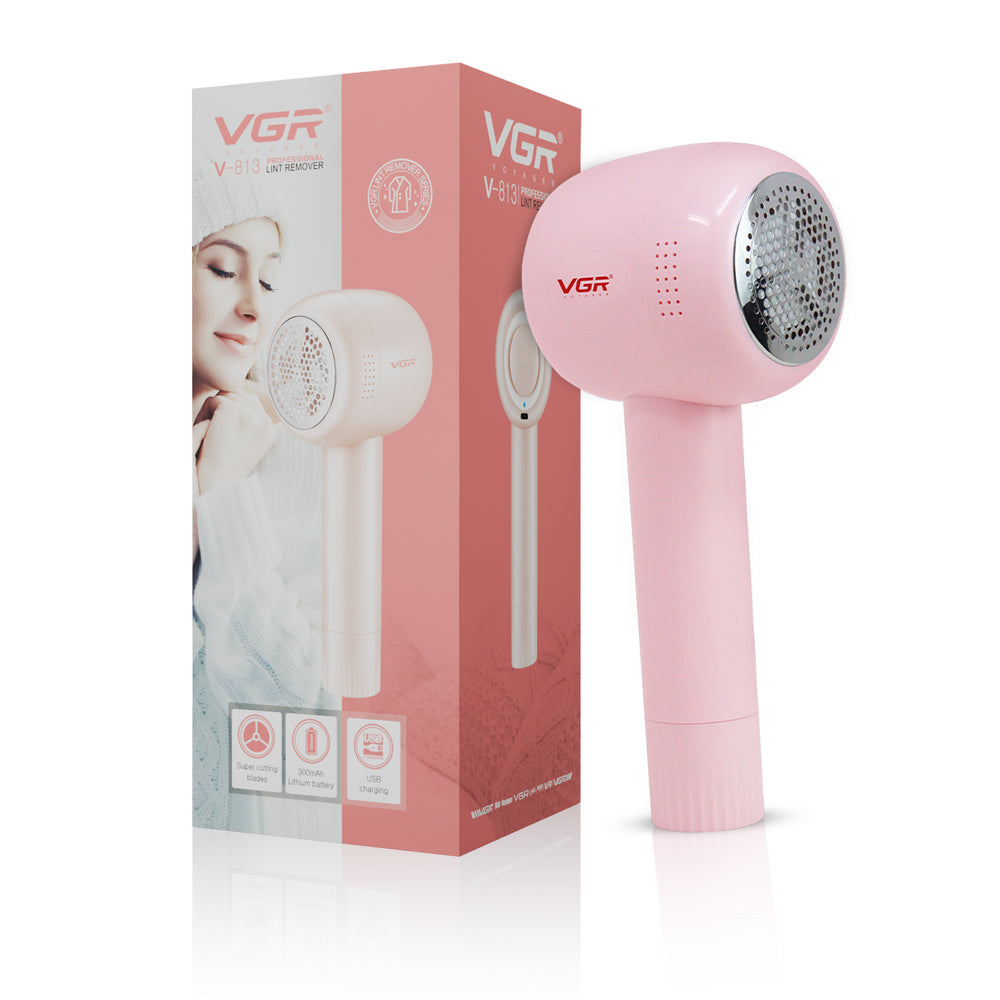 VGR V-813 Professional Lint Remover, 40 Min Runtime, 300mAh Battery, Pink