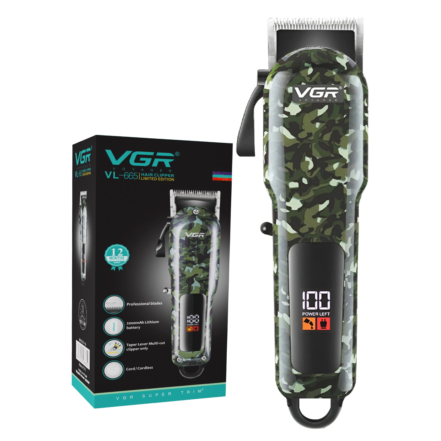 VGR VL-665 Limited Edition Hair Clipper For Men, Camouflage