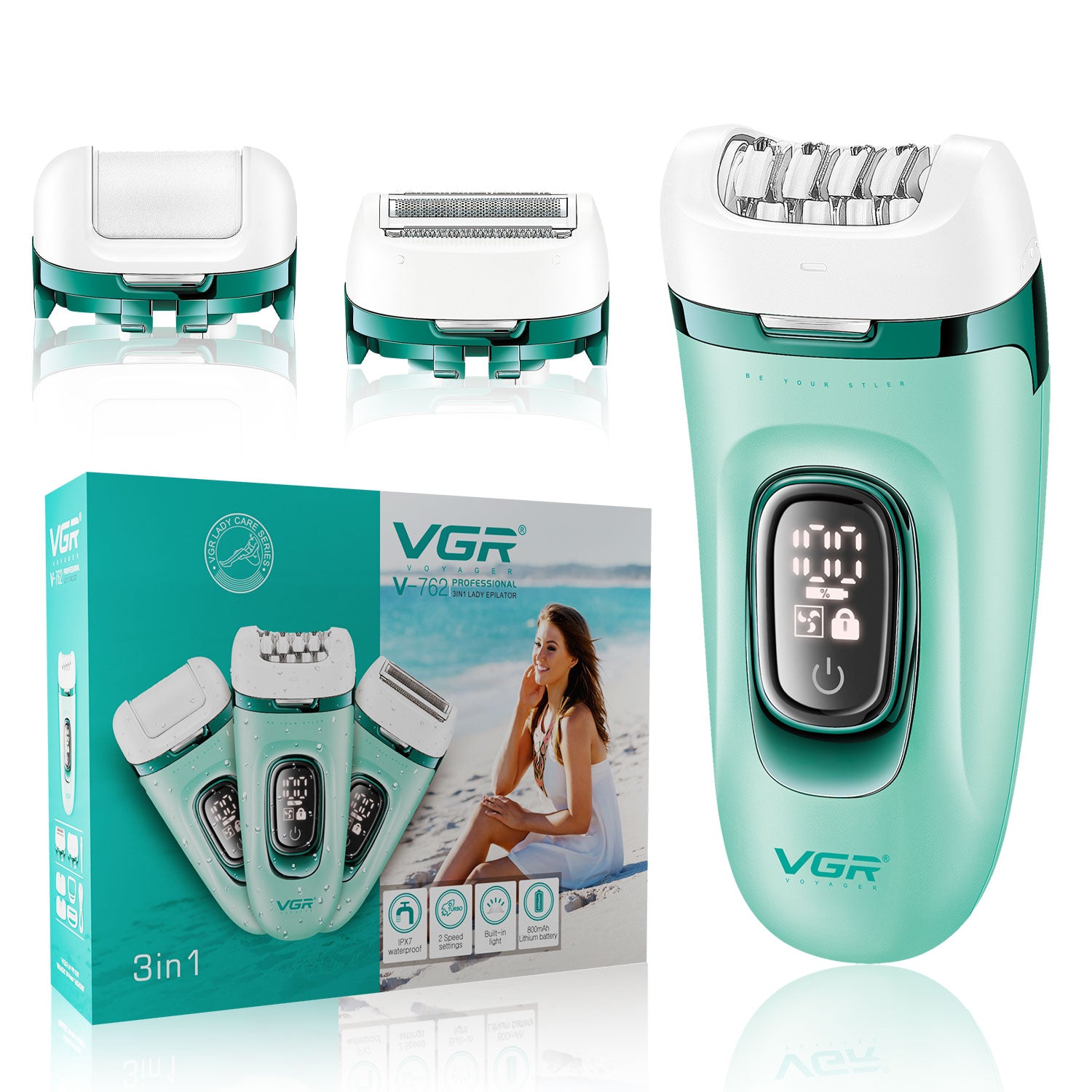 VGR V-762 Professional 3-IN-1 Lady Epilator for Women