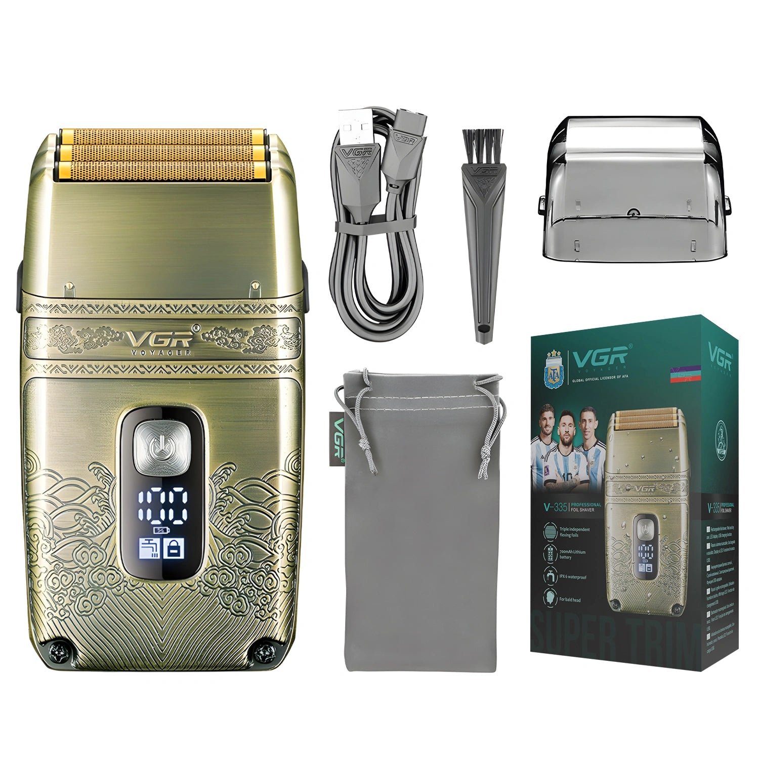 VGR V-335 Professional Pocket Size Foil Shaver for Men's (Gold)