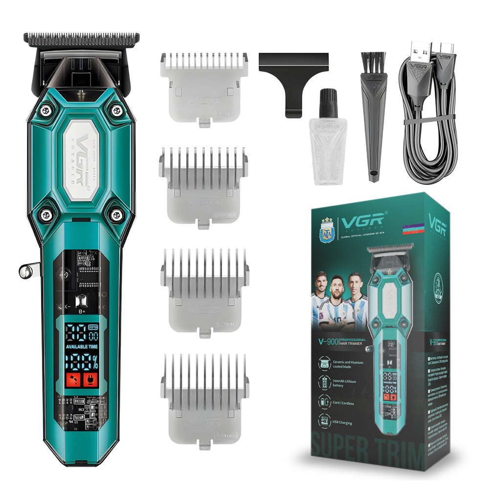 VGR V-900 Professional Hair Trimmer, 7000 RPM, 120 Min Runtime, Green