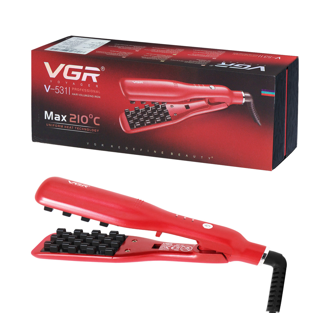 VGR V-531 Hair Volumizer 165°C to 210°C Heat Producer For Women, Red