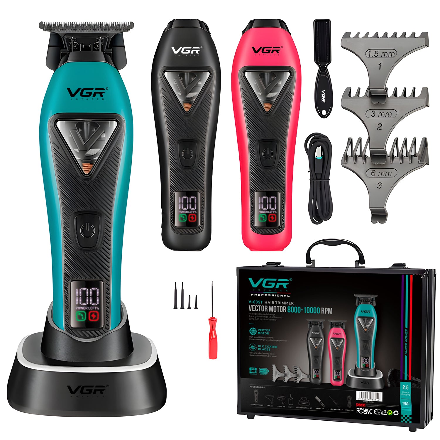 VGR V-035T Professional Hair Trimmer with 9000 RPM Vector Motor